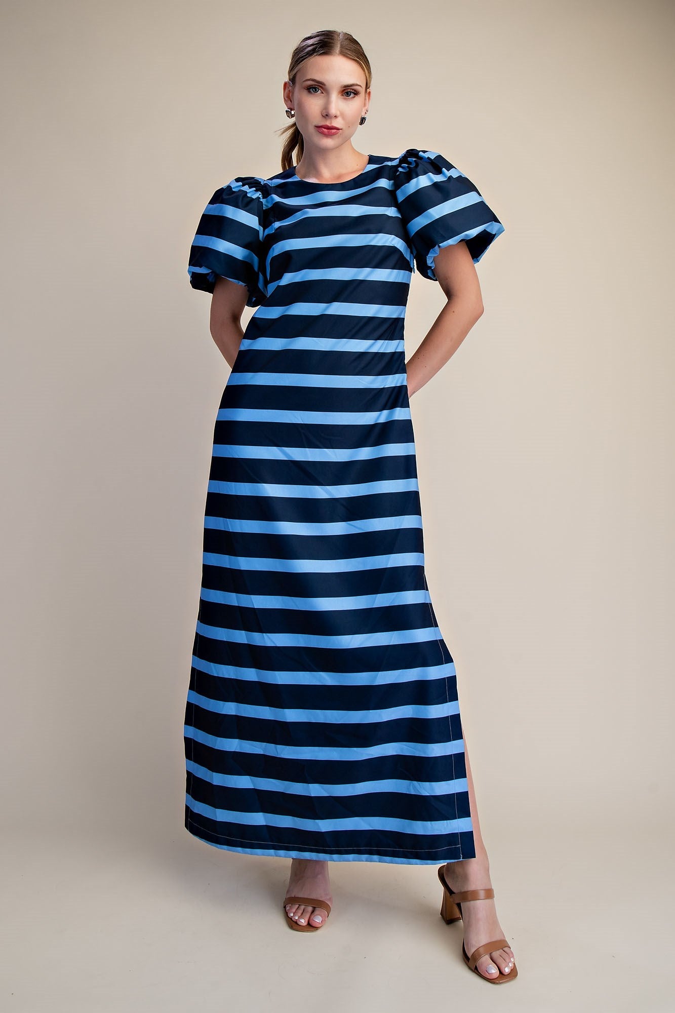 Maxi Stripe Puff Slv
