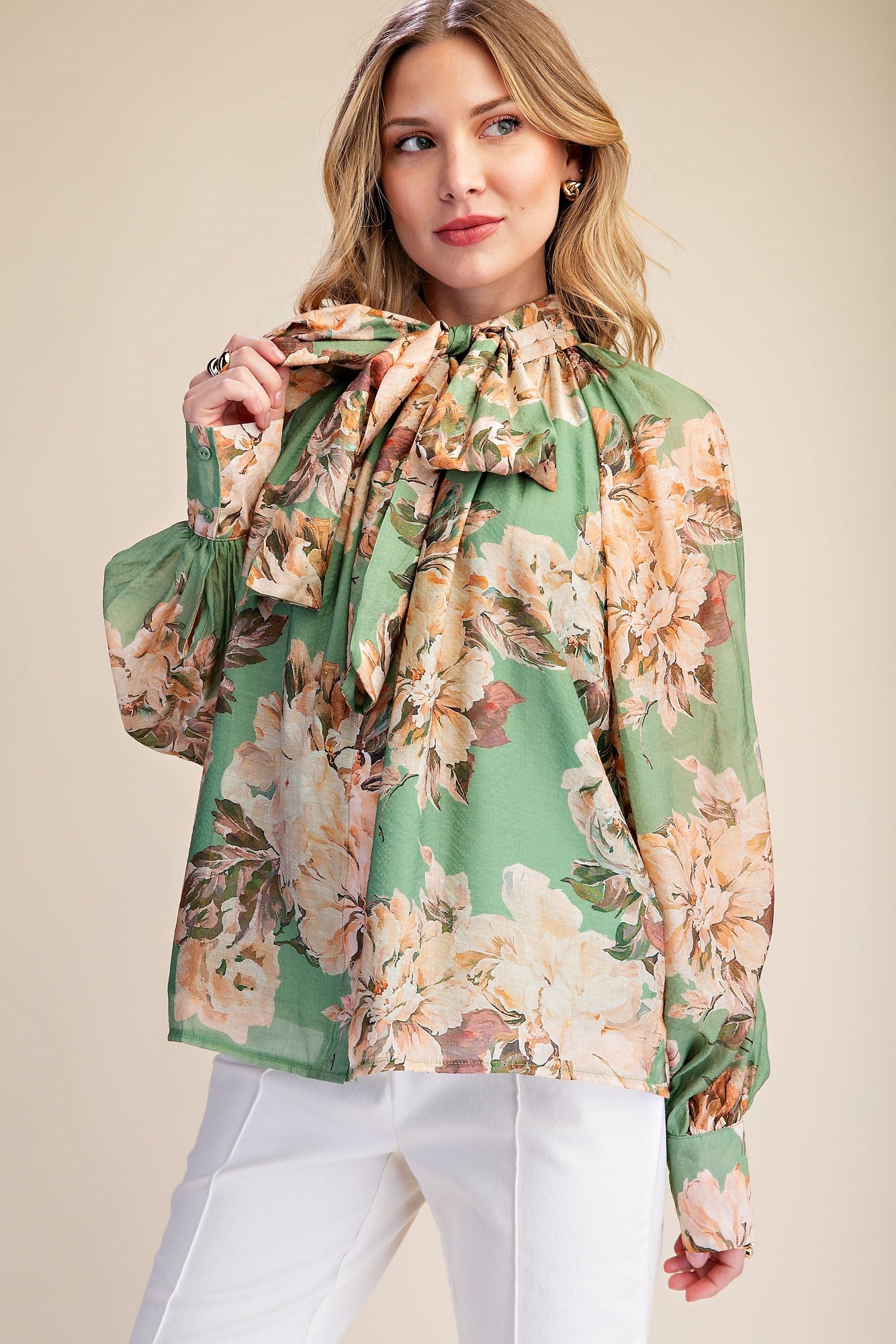 Sage Floral Top