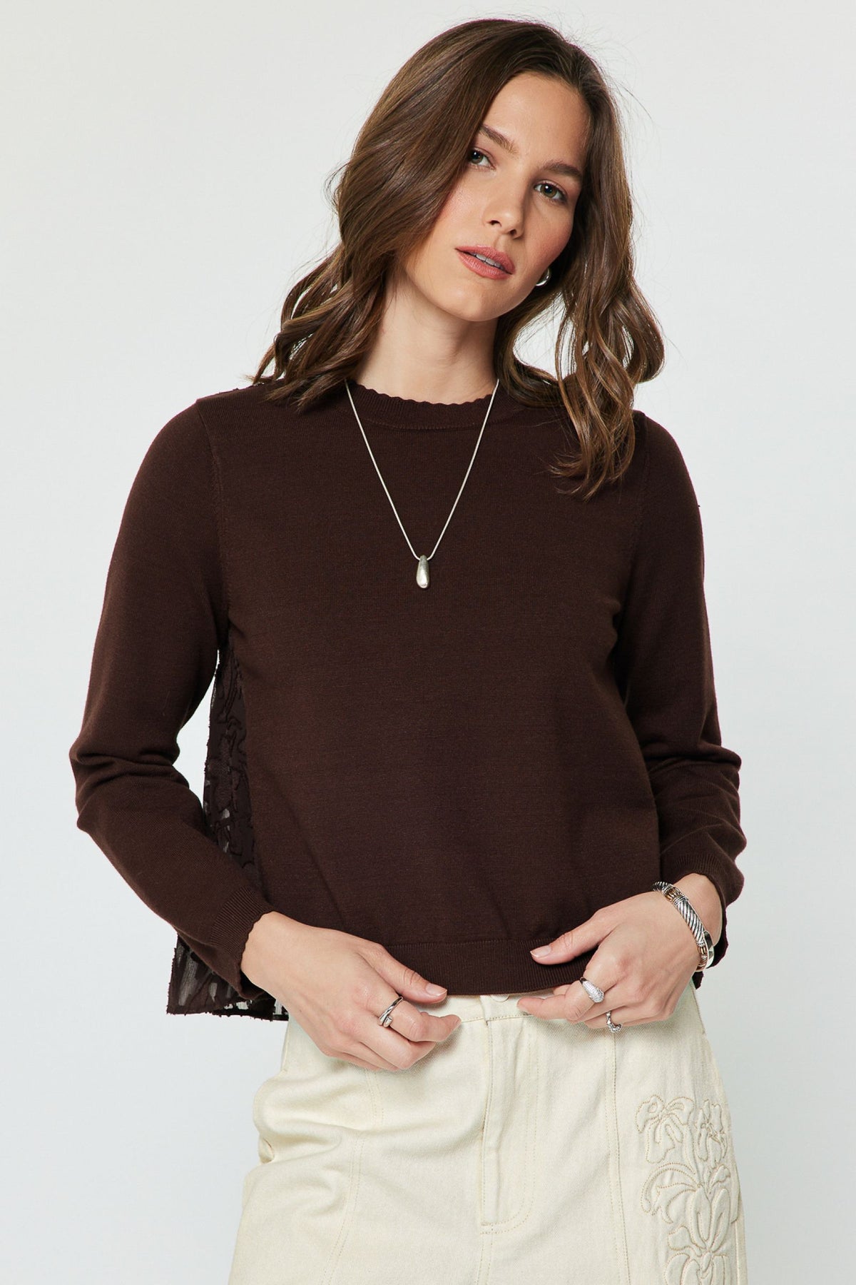 Floral Jacquard Back Sweater