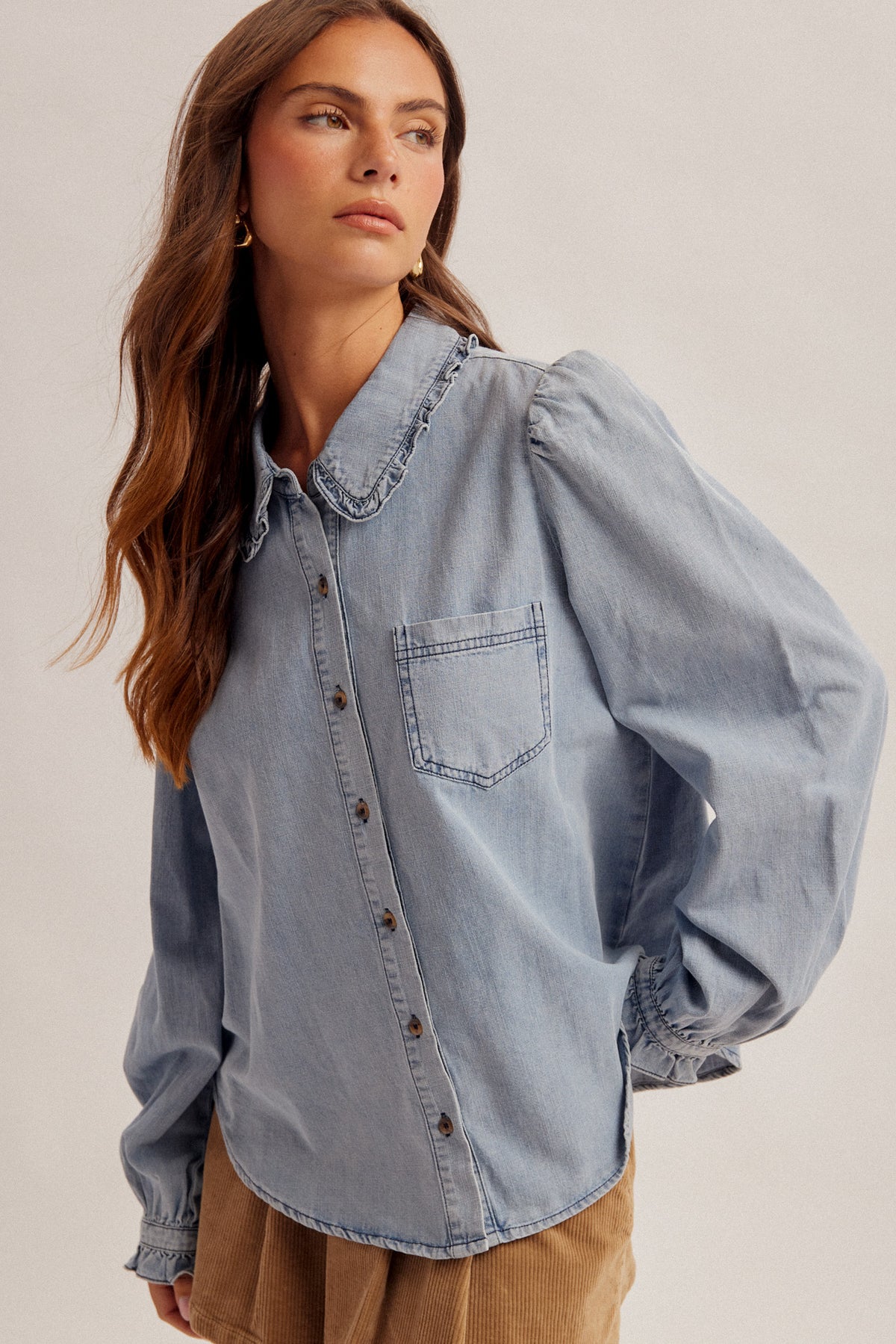 Frill Edge Denim Top