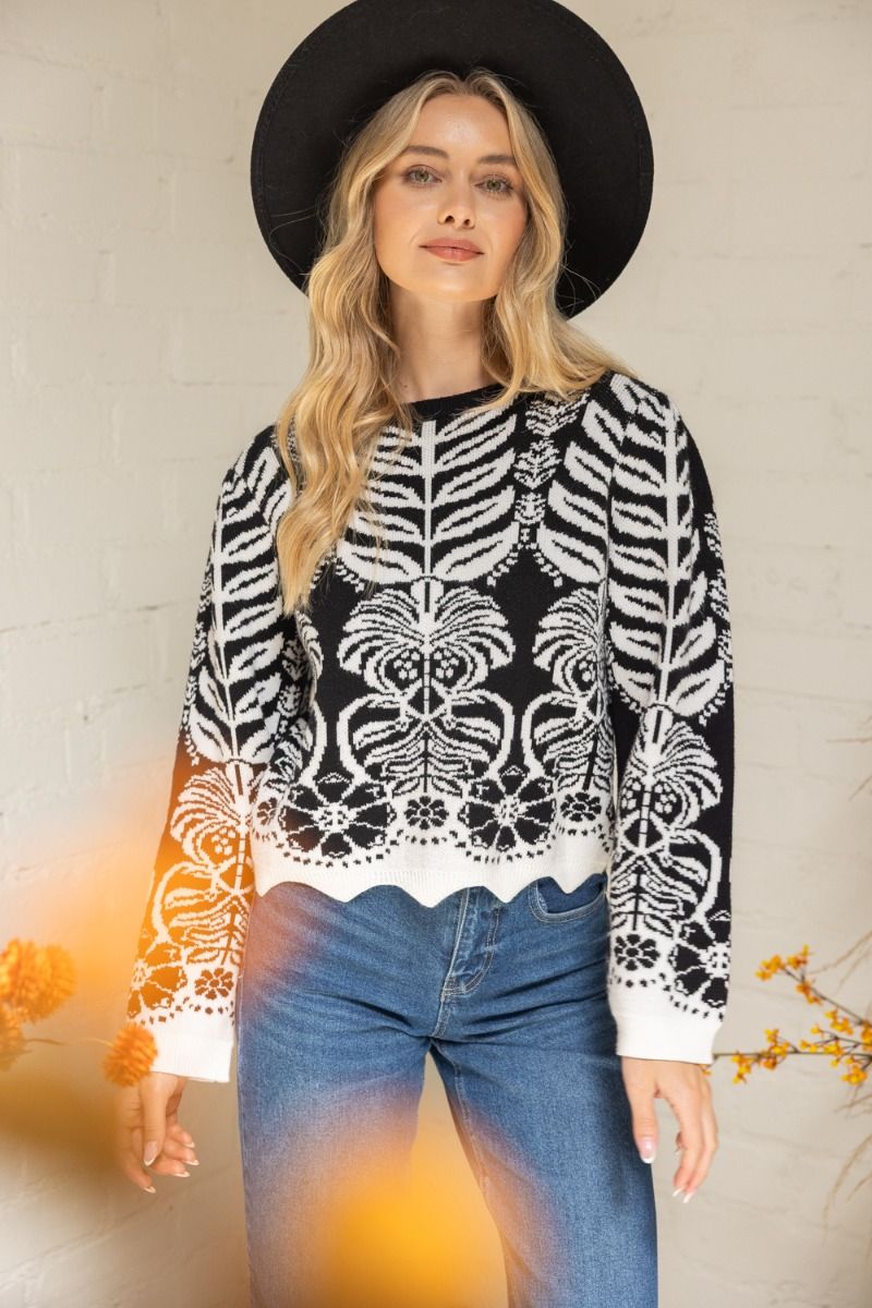 Black/White Scallop Sweater