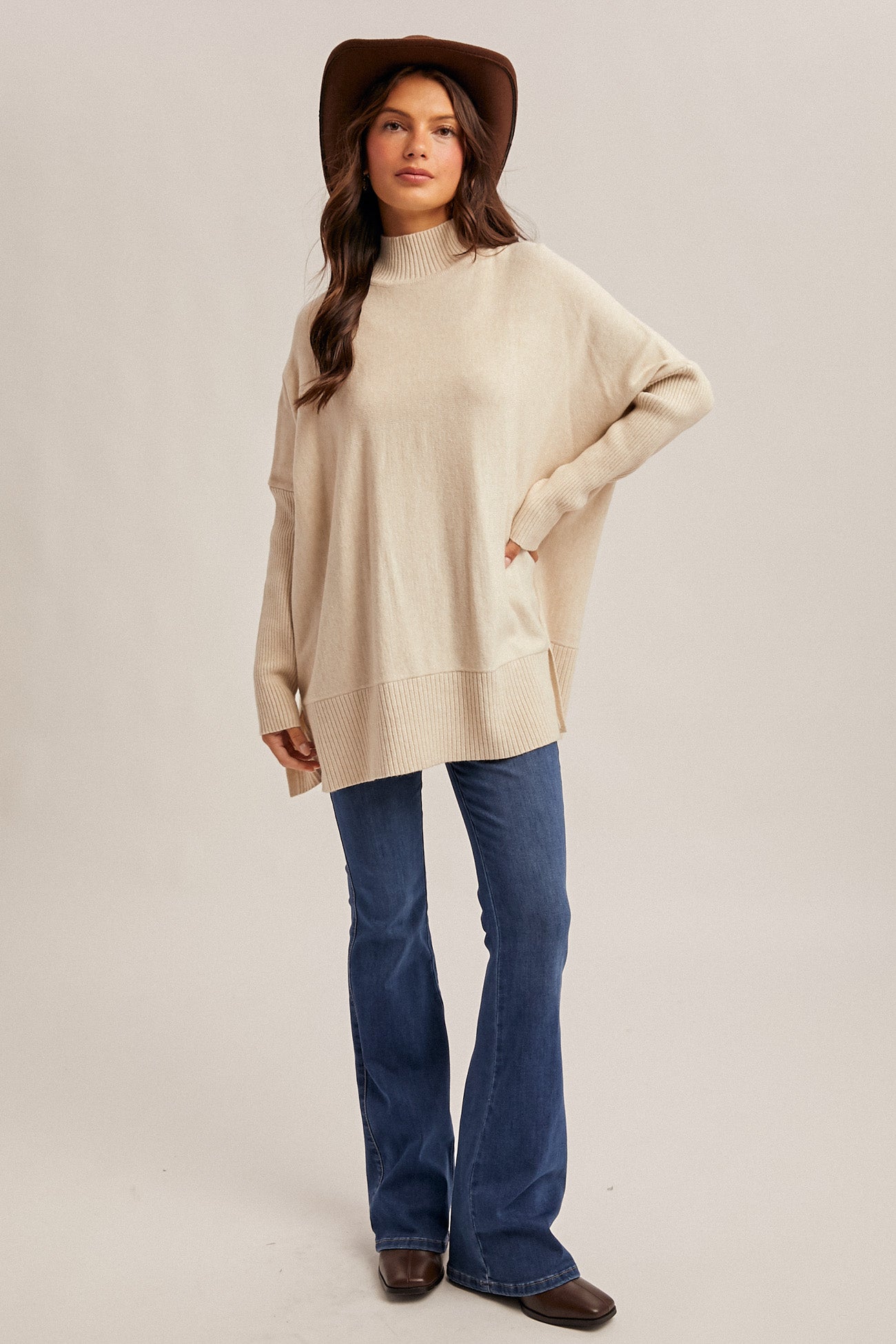 Mock Neck Boxy Sweater