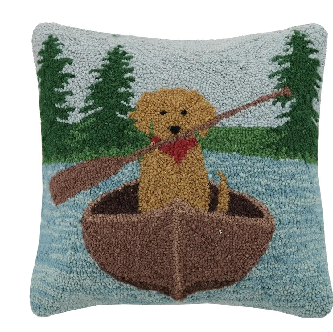 Golden Lab Canoeing Hook Pillow
