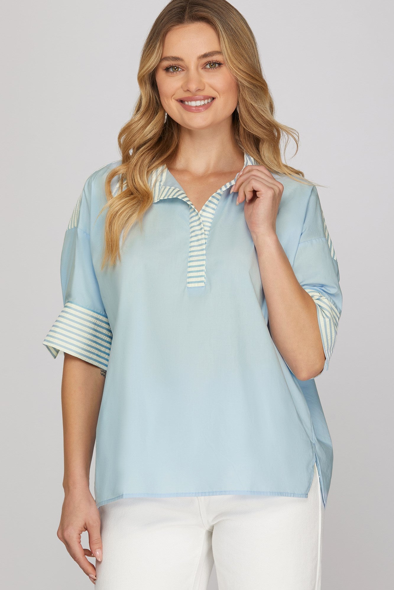 SS Lt. Blue Oversized Top