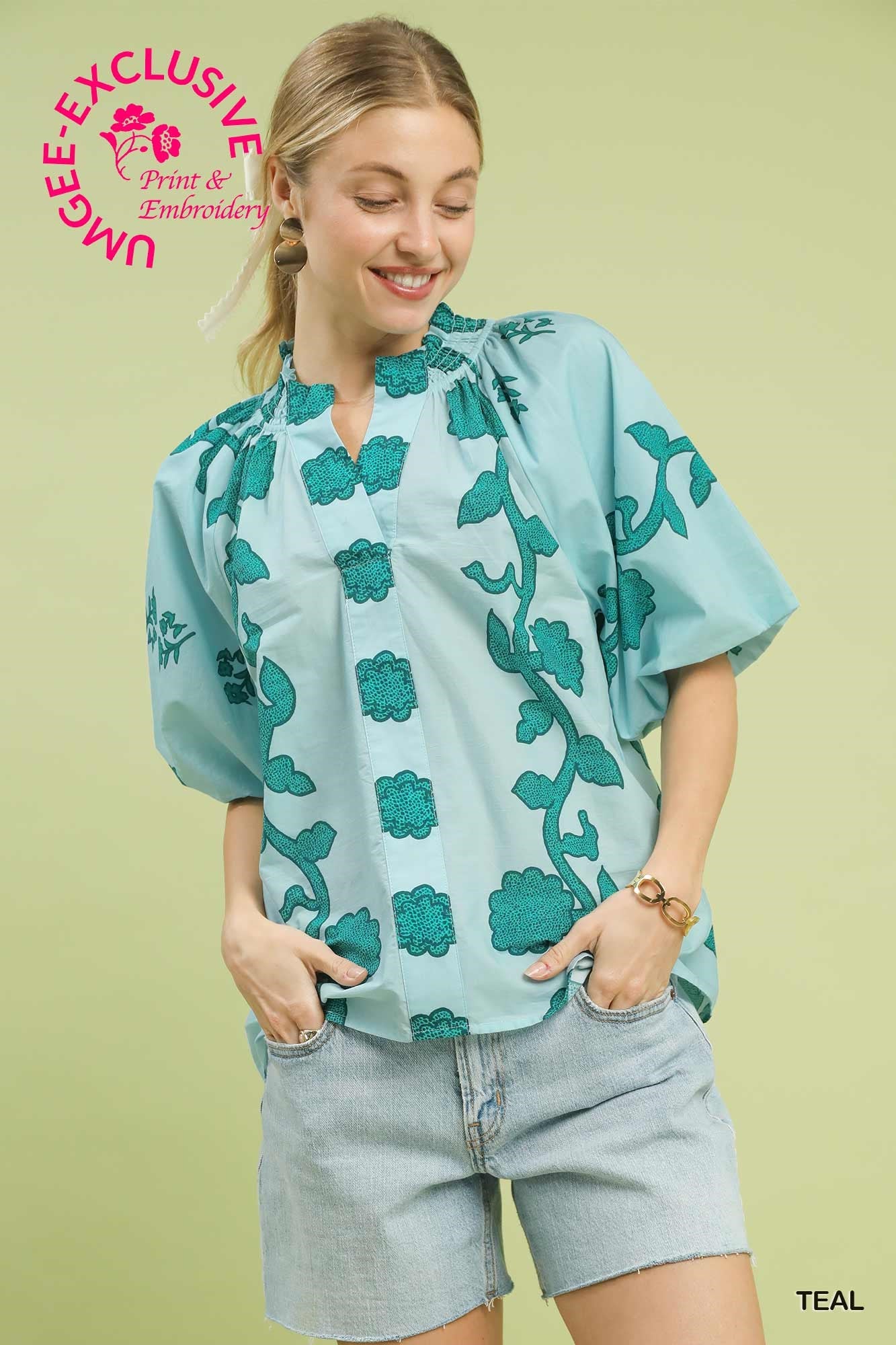 Two Tone Teal Top