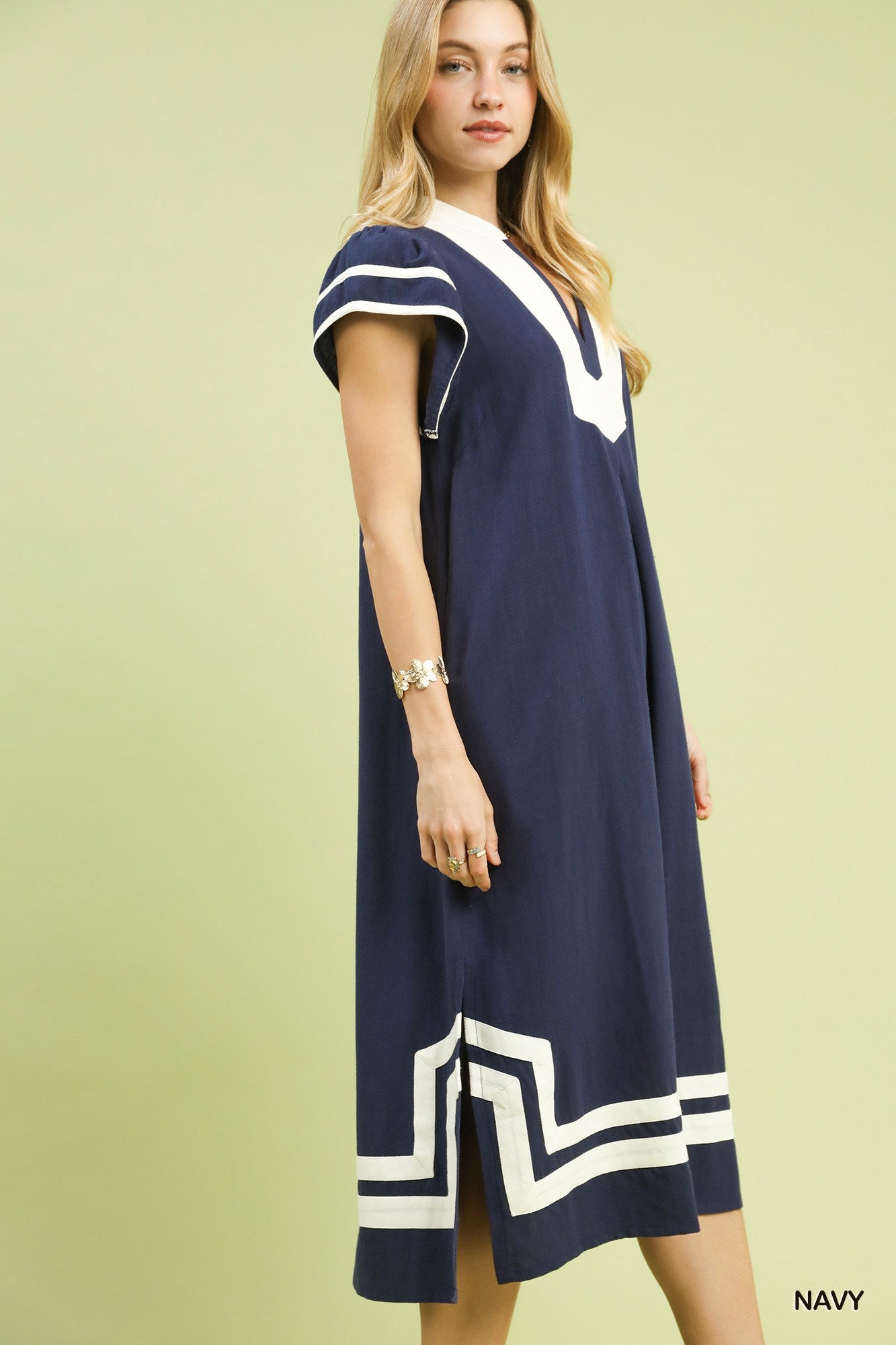 Navy Linen Cotton Dress