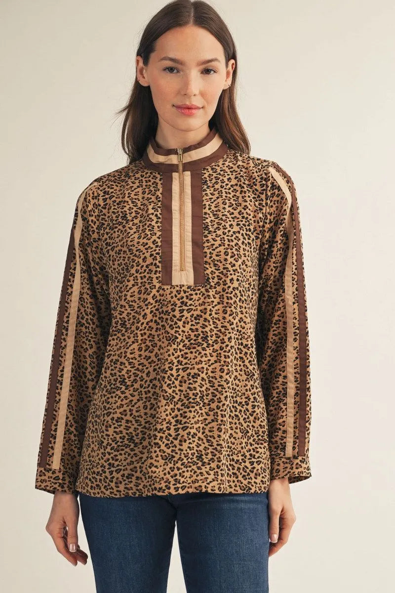 Leopard Contrast Slv Top