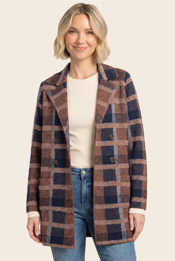 Copper Navy Sweater Coat