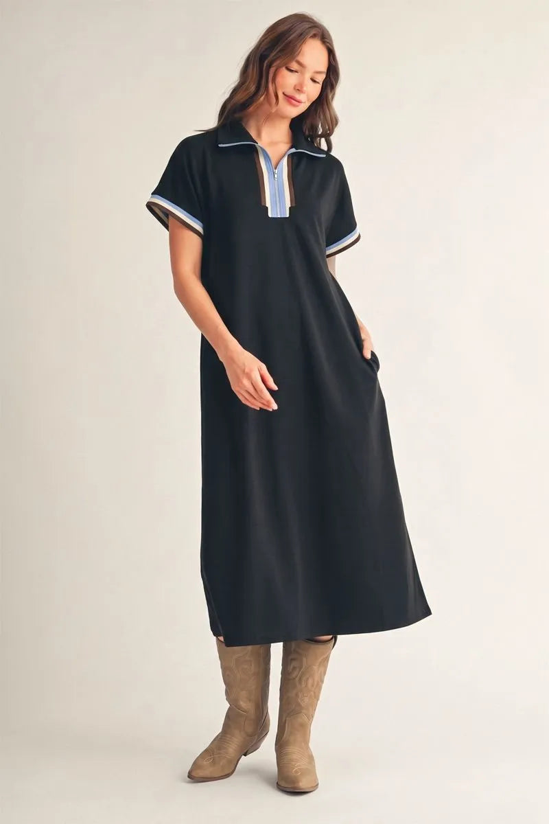 Black Rib Detail DRESS