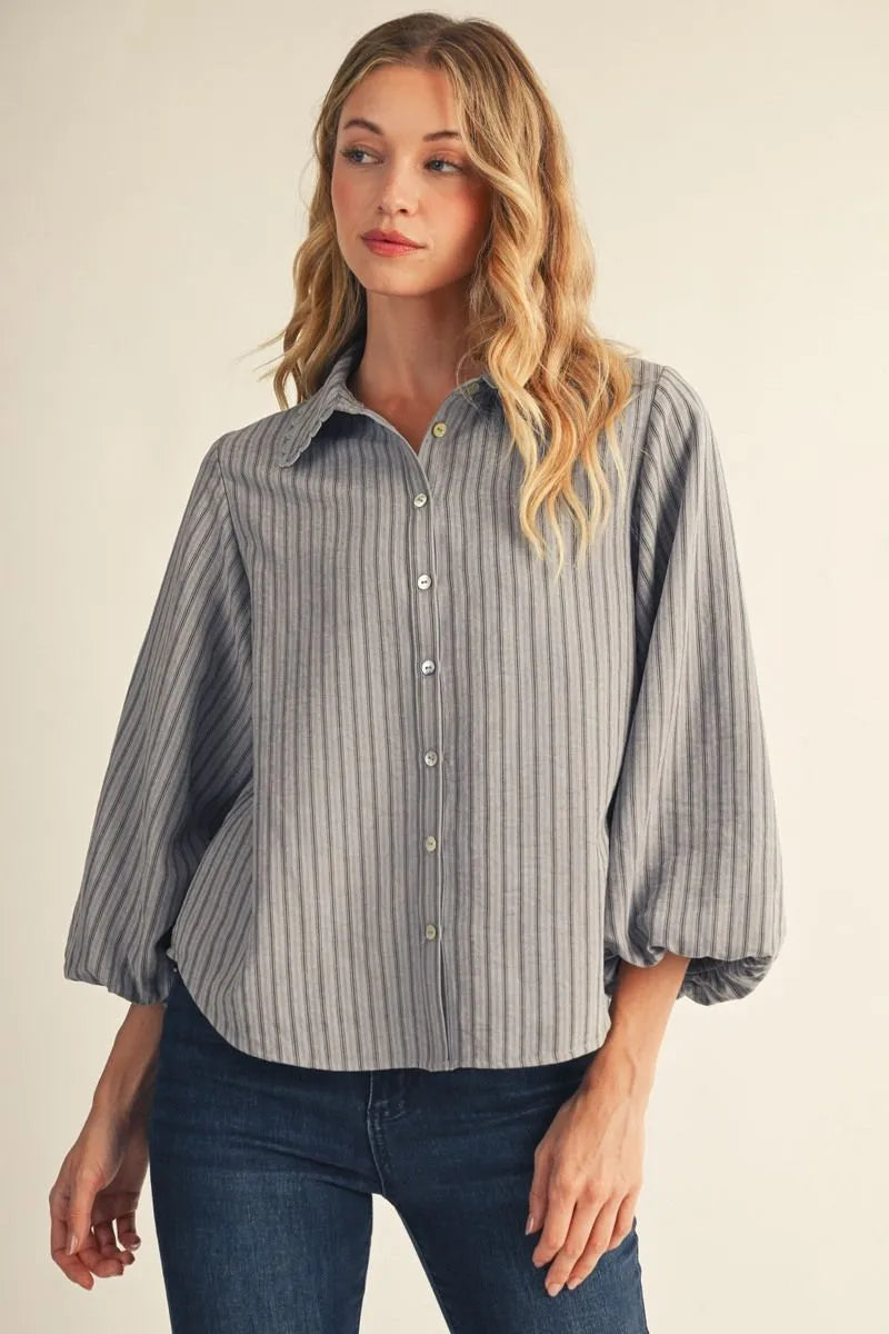 Dusty Blue Stripe Top