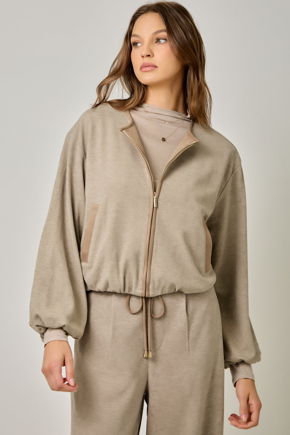 Suede Accent Bubble Jacket