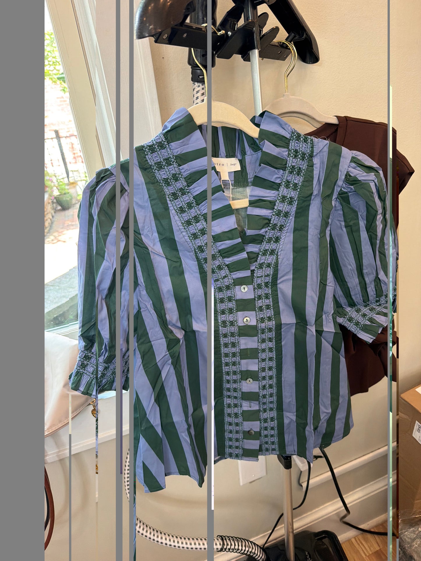 Green Blue Stripe Top