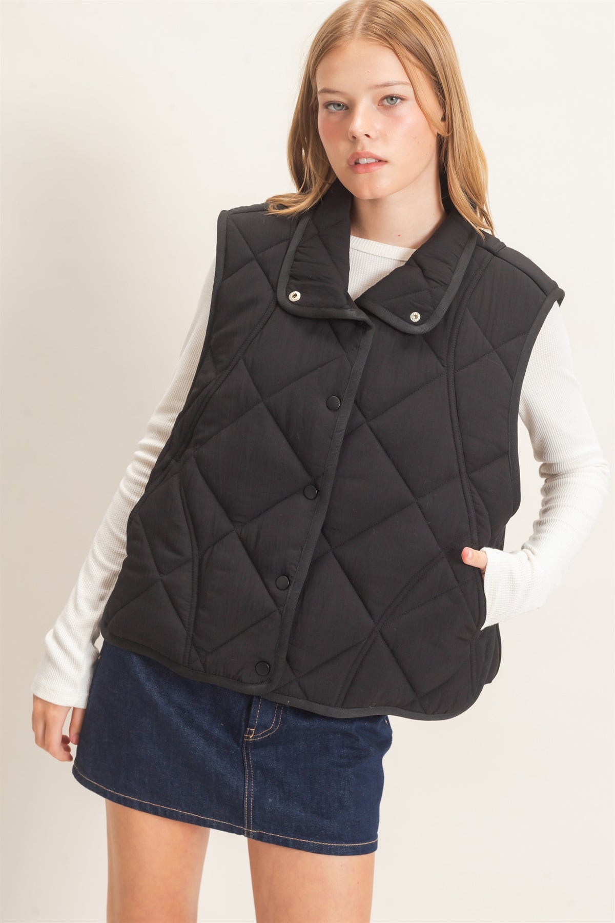 Quilted Snap Button Vest