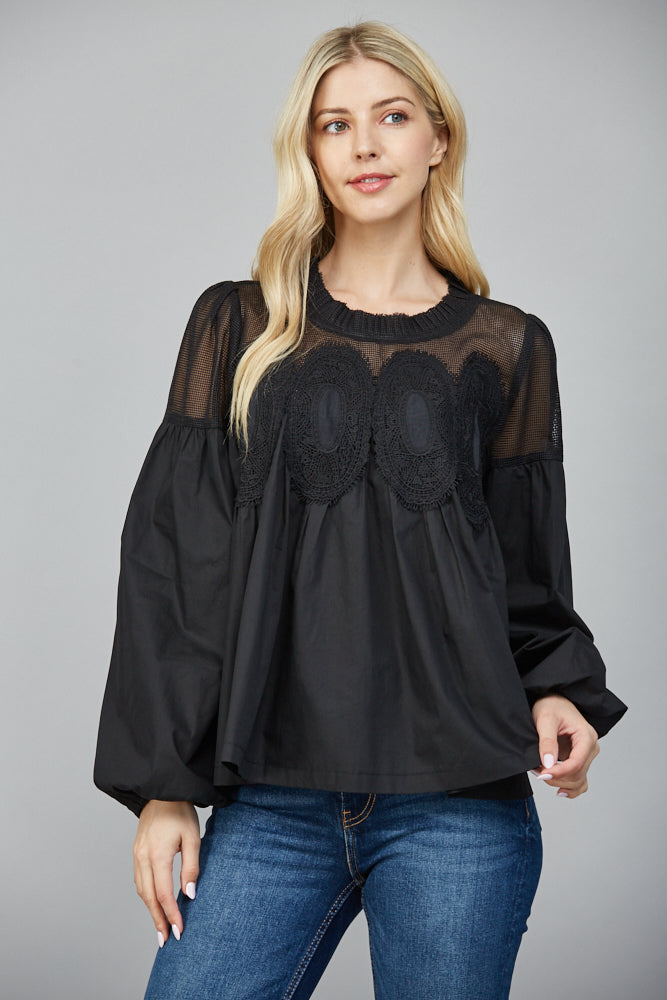 Lace Applique Detail Top