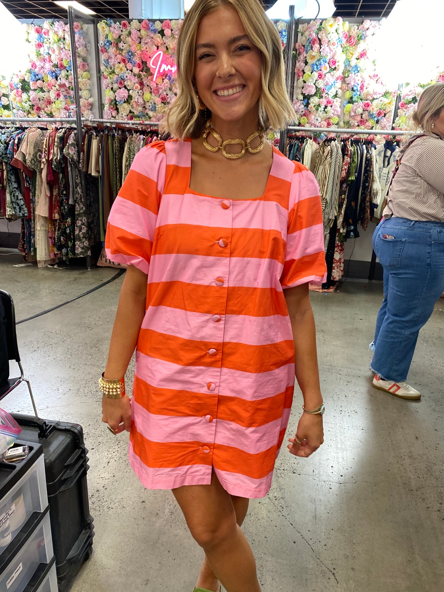 Pink Wide Stripe Dress