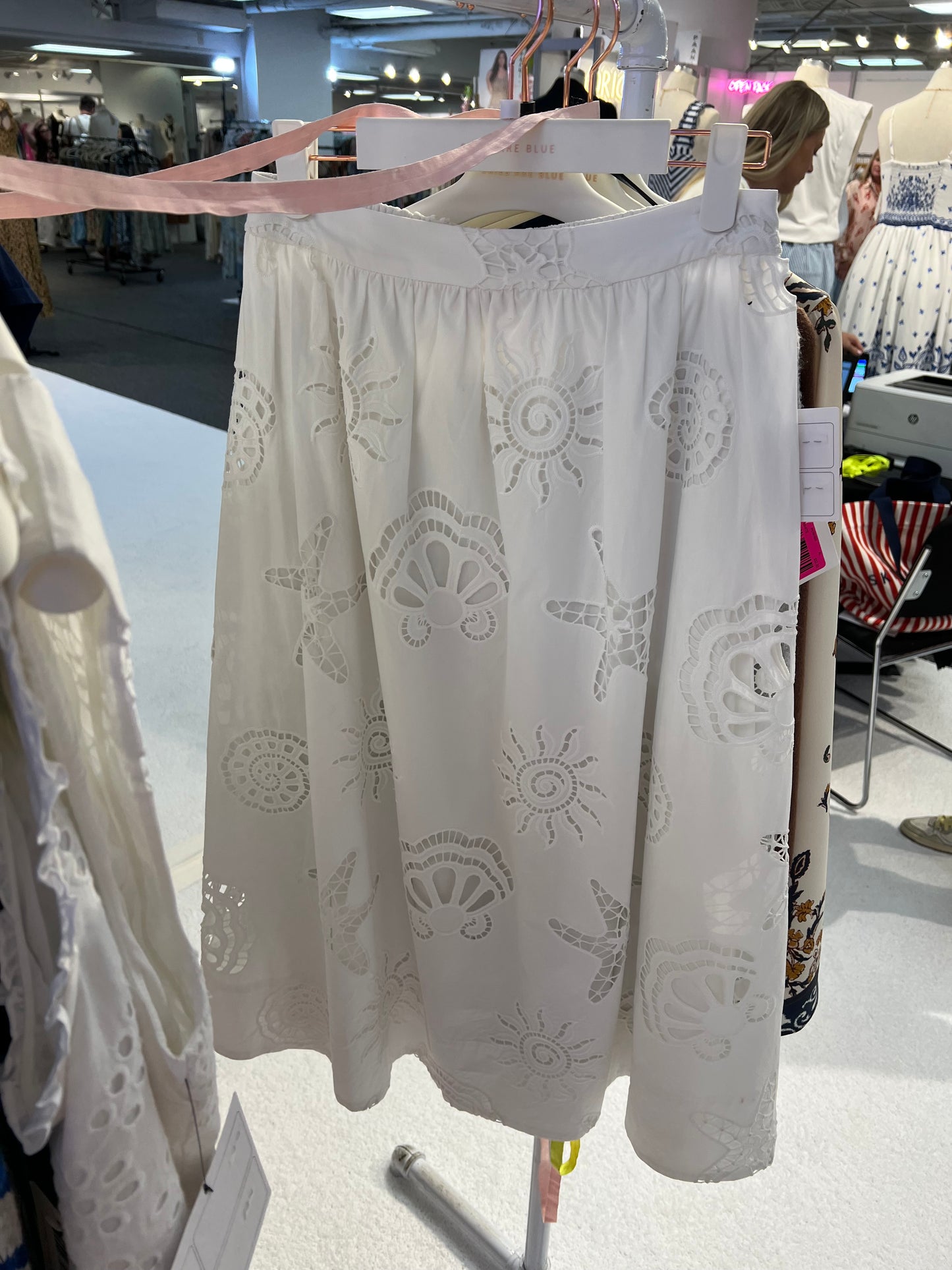 Eyelet Lace Midi Skirt