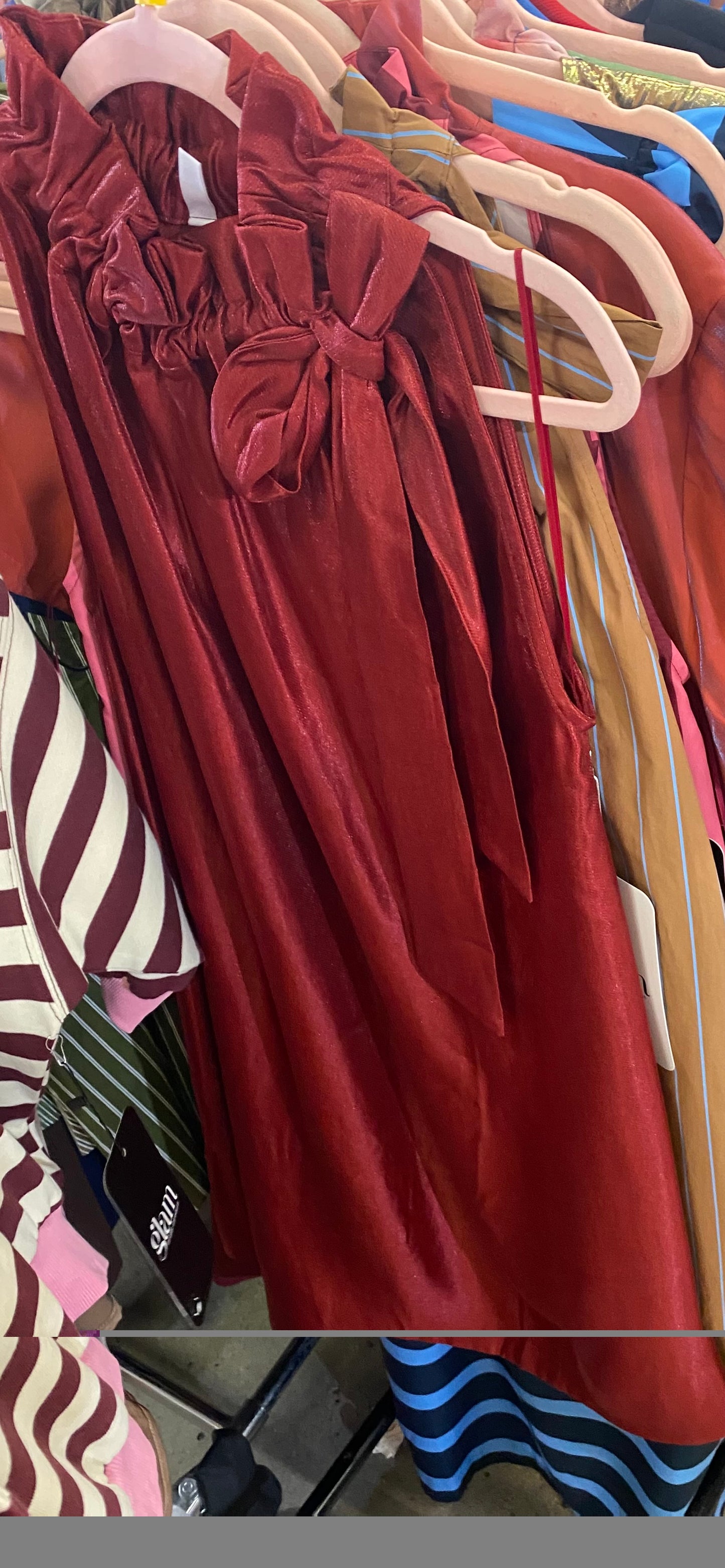 Burgundy Ruffle Tie Neck Dress