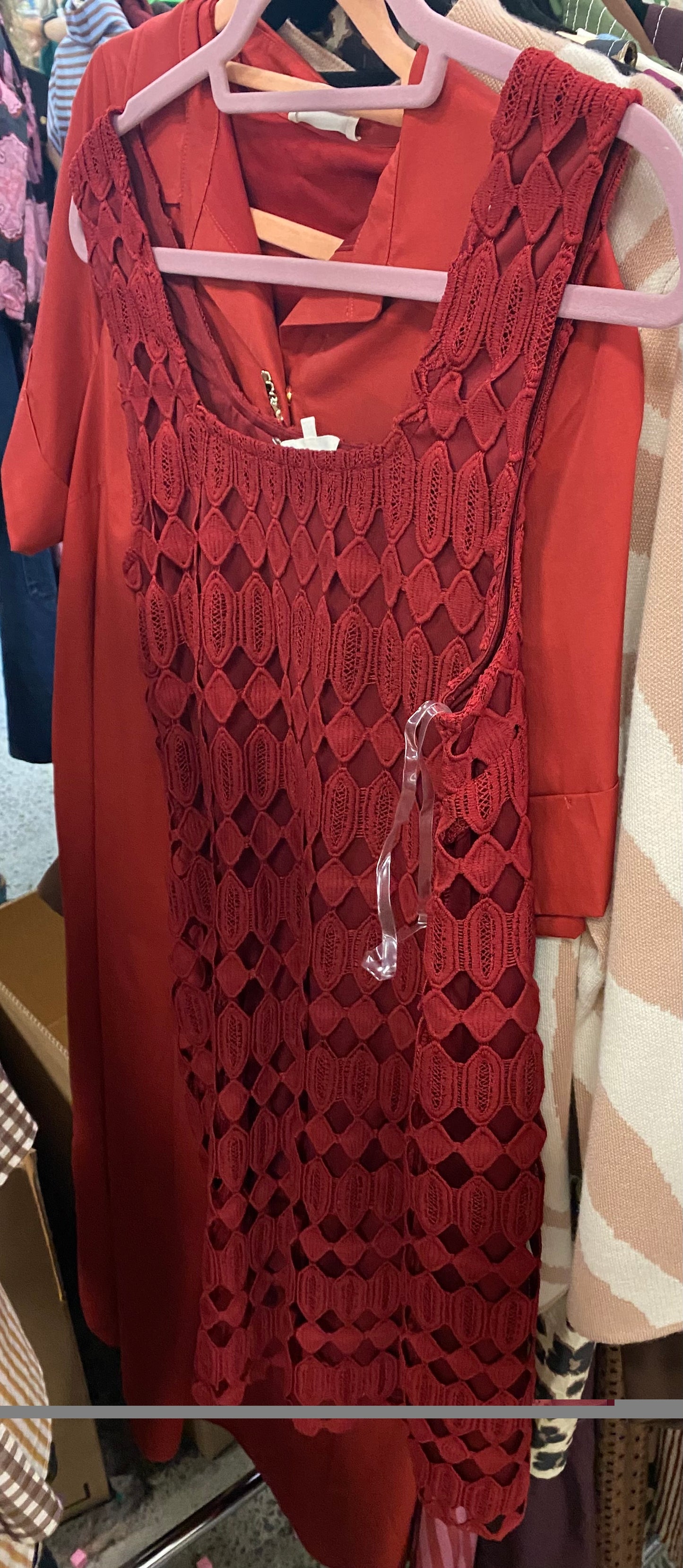 DarkRed Openwork Dress