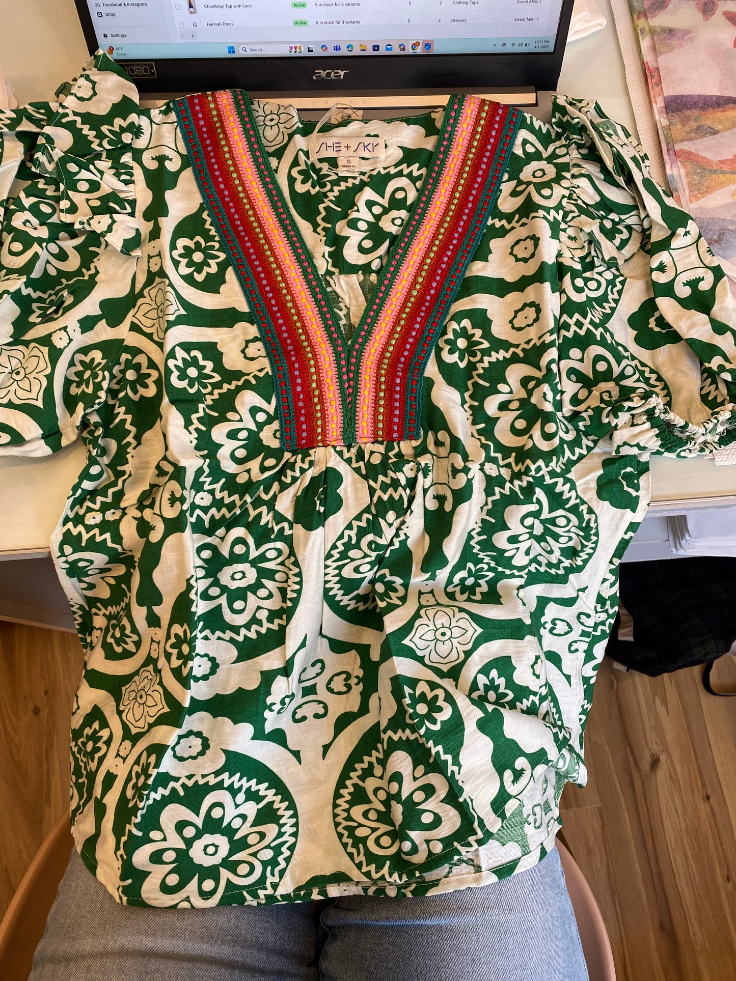 Colored Patch Woven Top