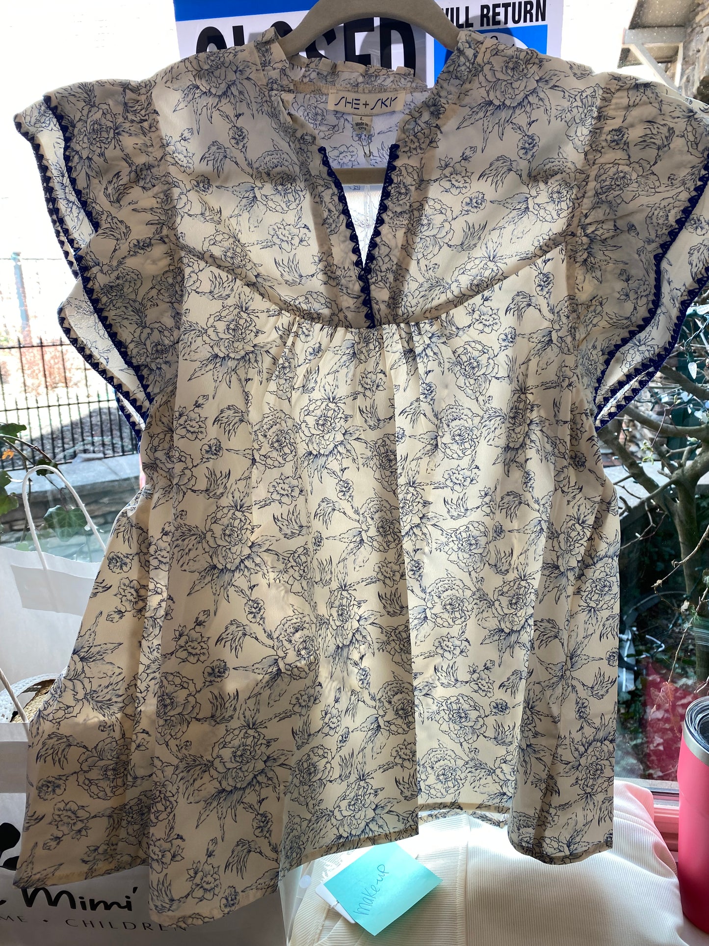 Blue Toile Top