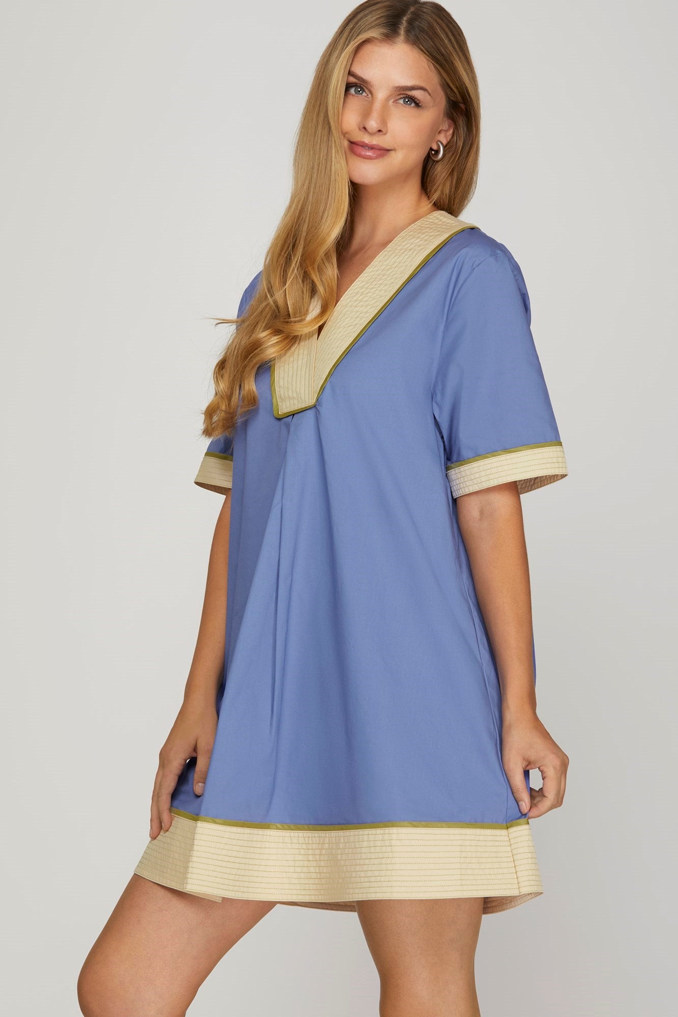 Poplin VNeck Dress
