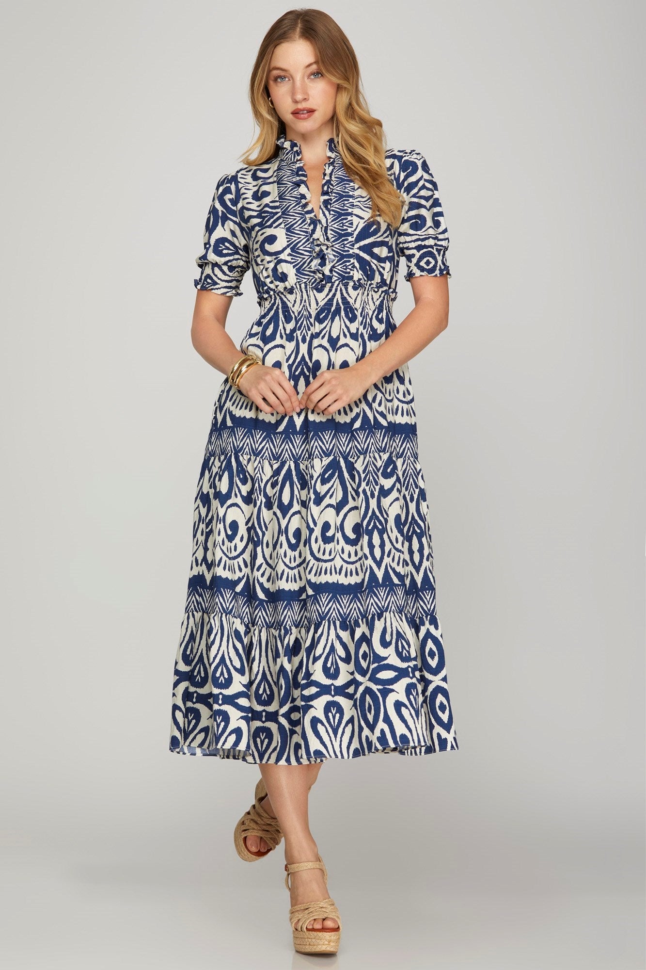 Navy Print Dress