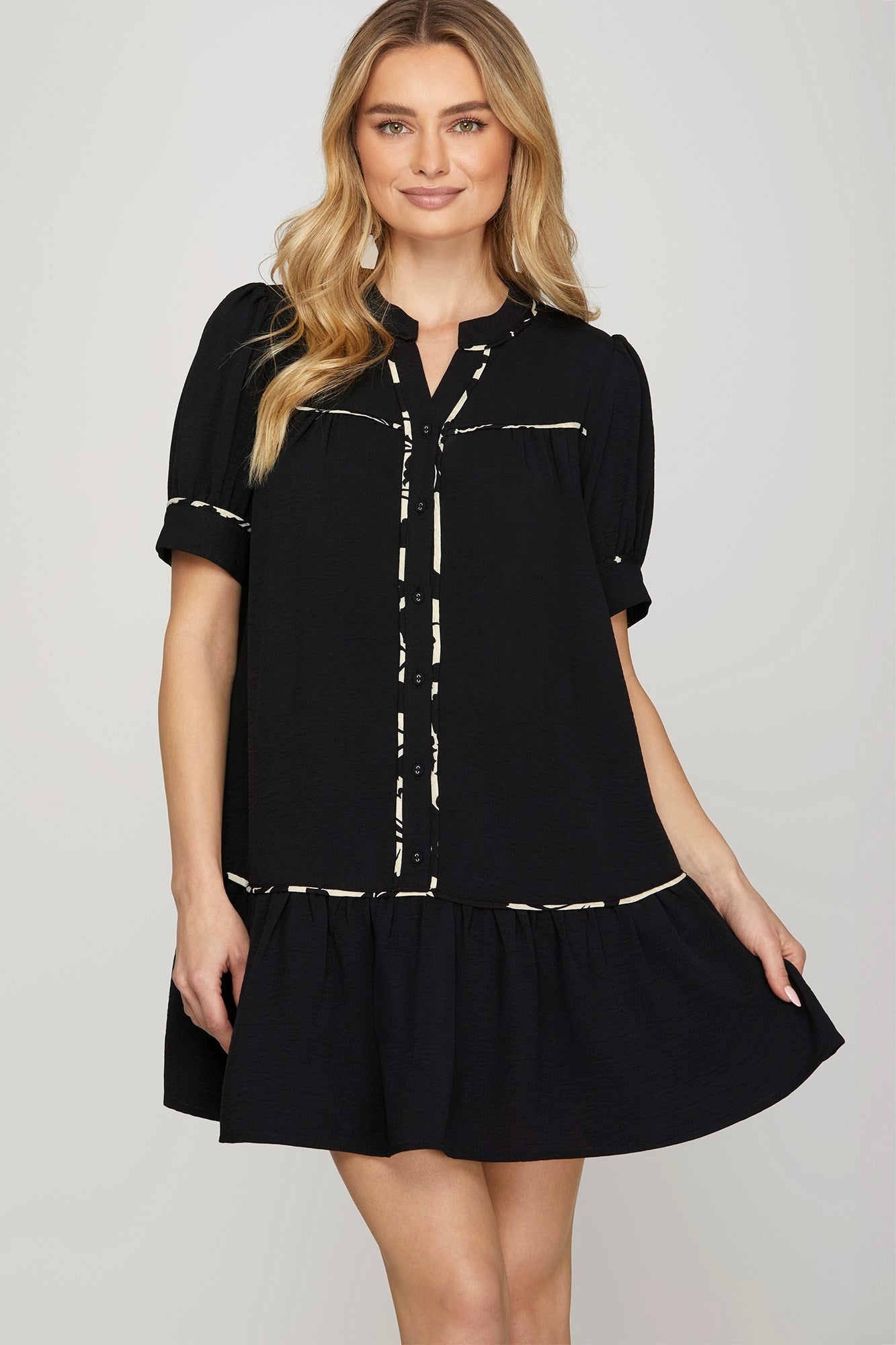 Contrast Piping Dress