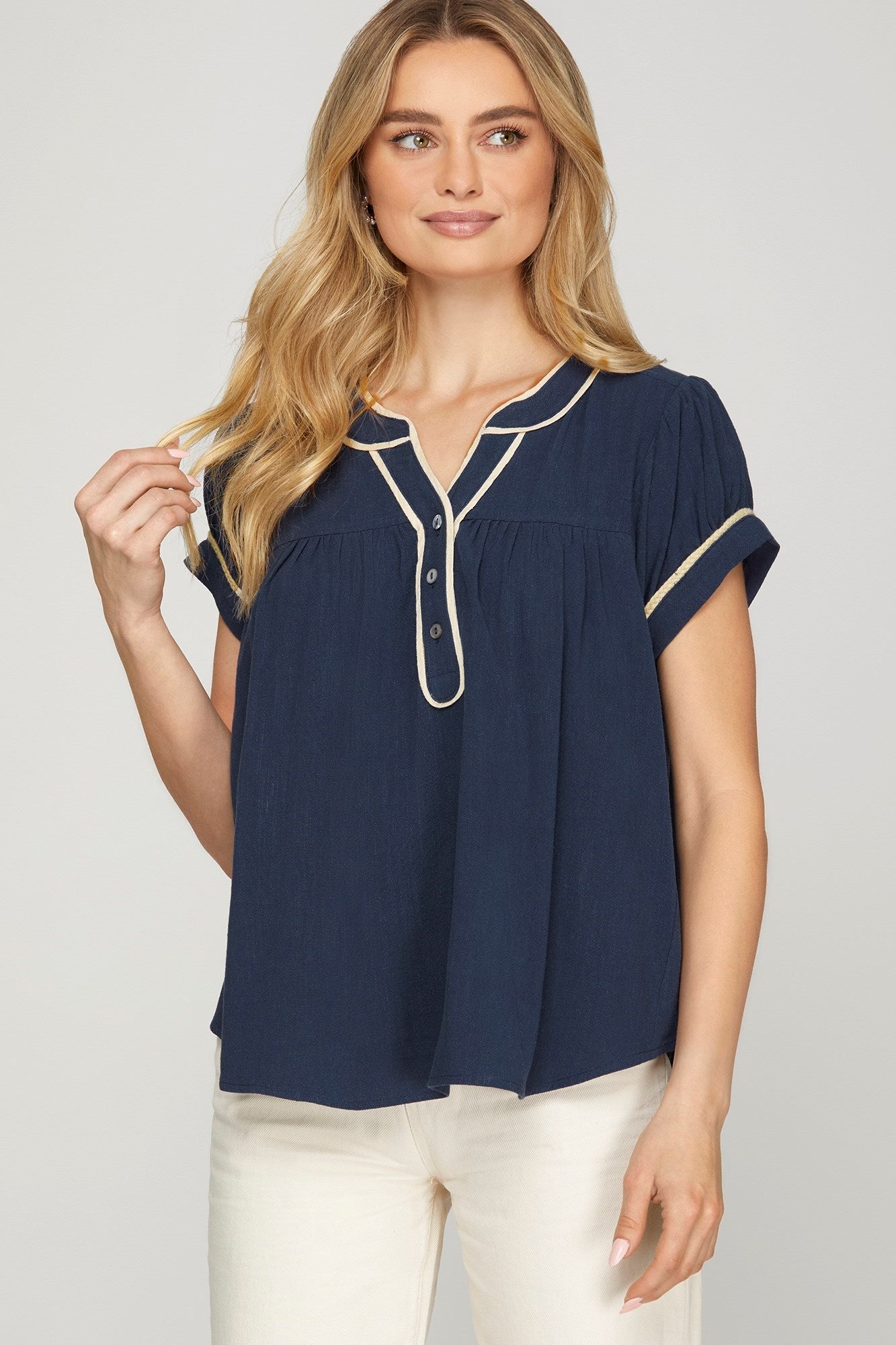 Braid Trim Button Down