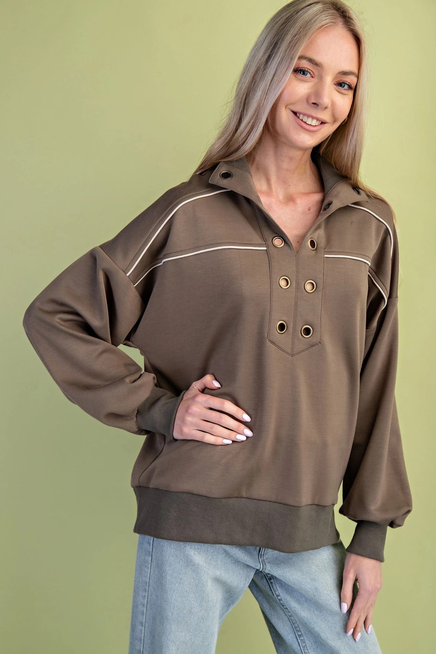 Grommet Detail Sweatshirt