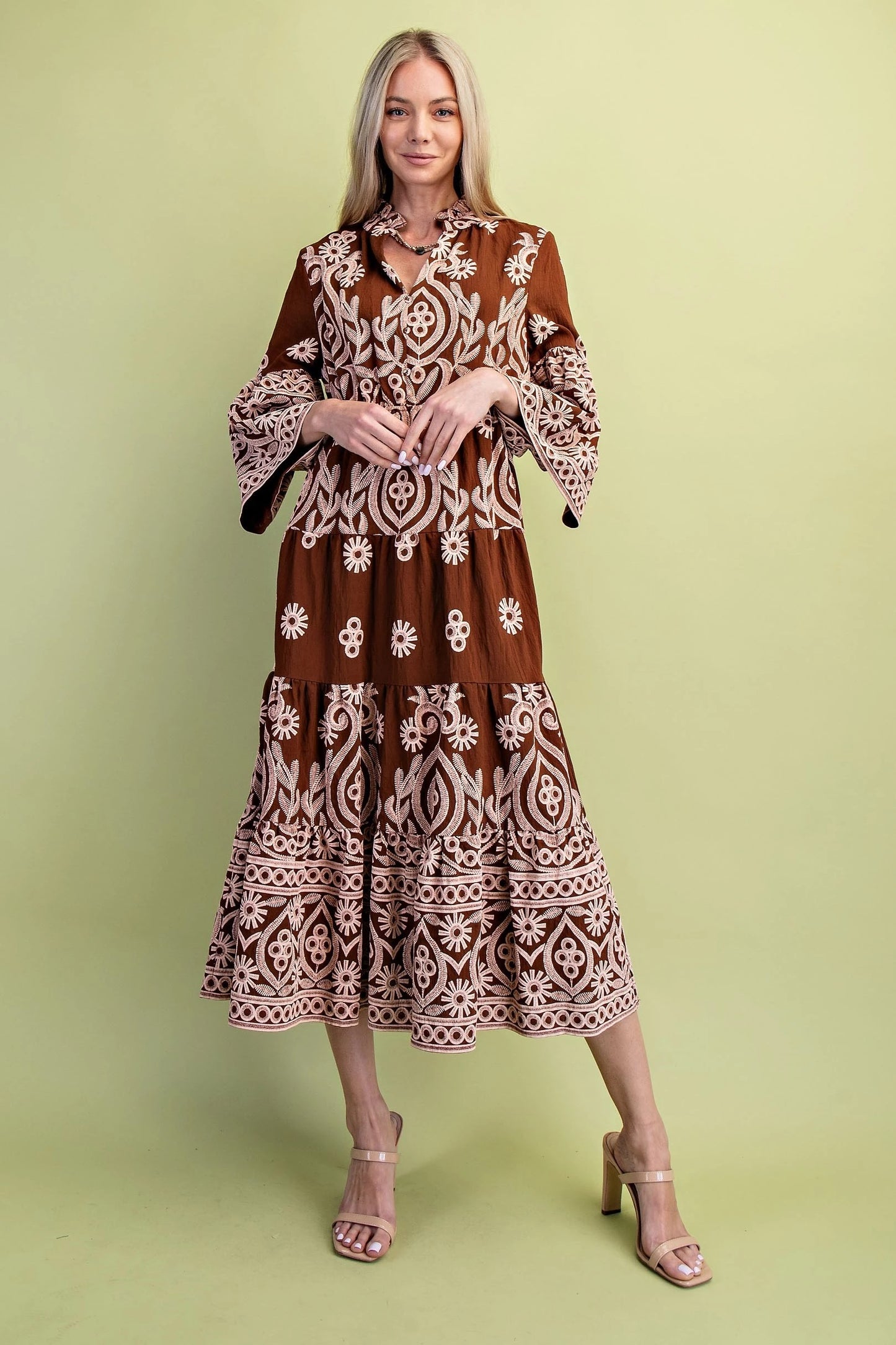 Textured Print Tiered Dress