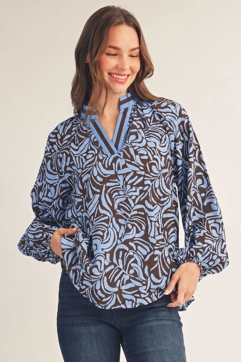 Boho Leaf Print Top