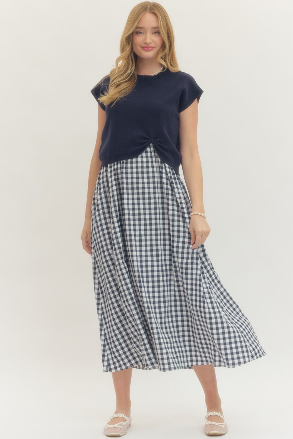 Navy Gingham Dress