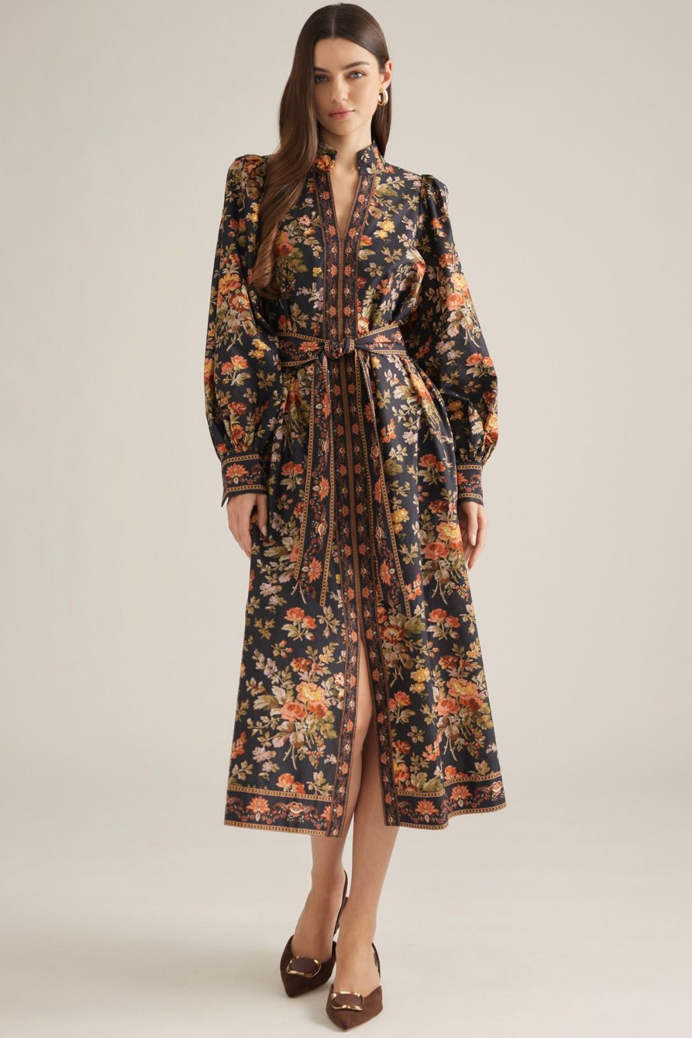 Floral Print Puff Slv Dress