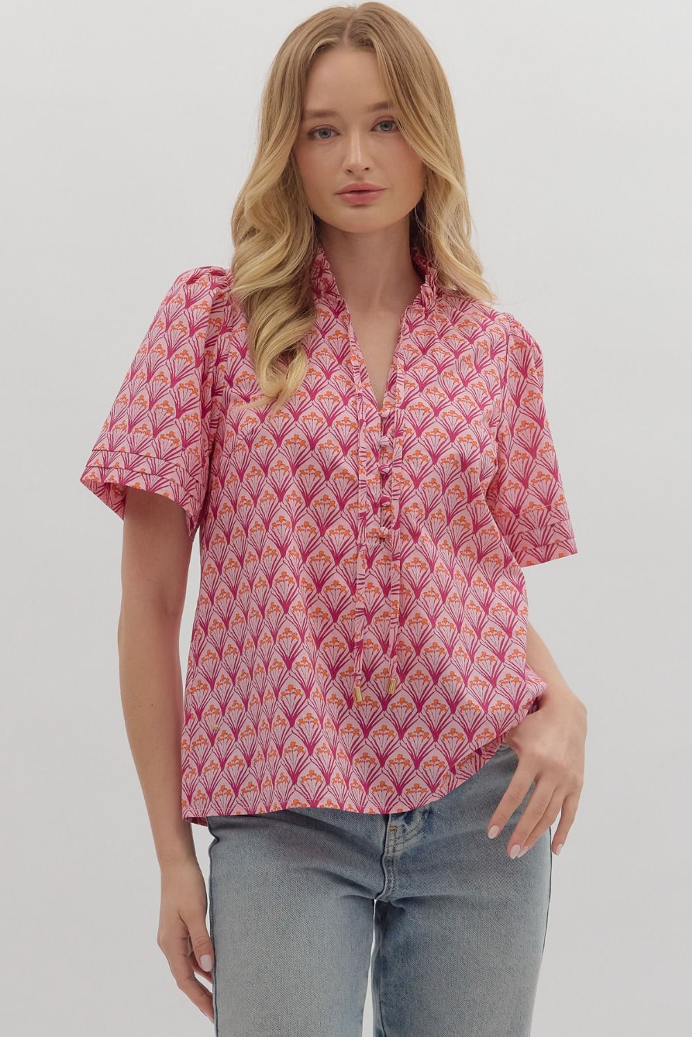 Geo Print Pink Top