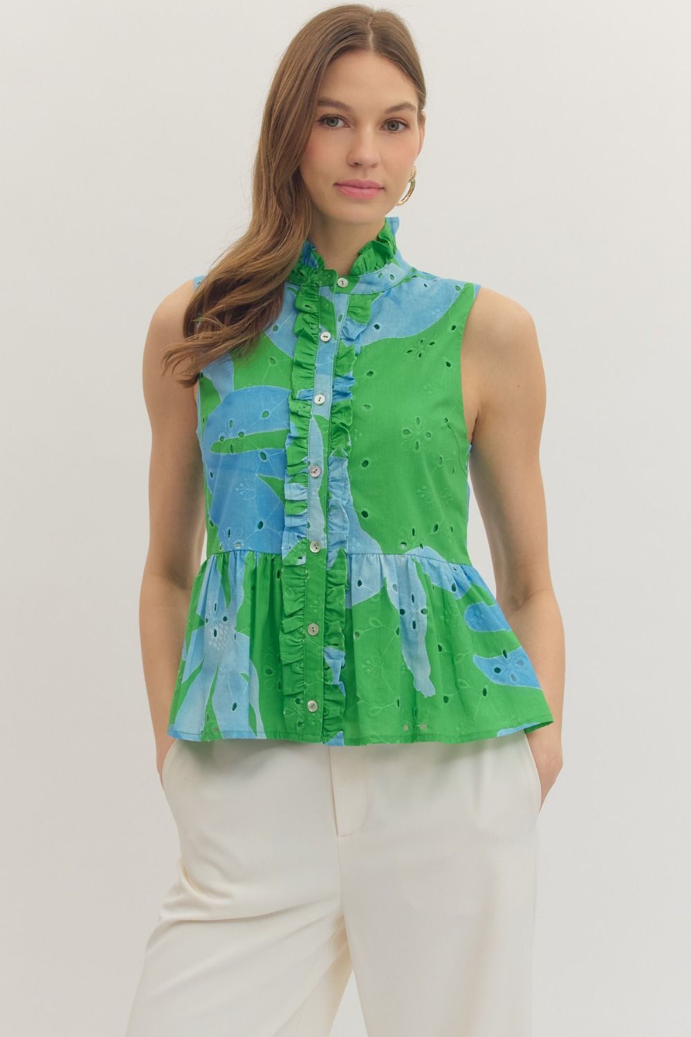 Botanical Print Peplum Top