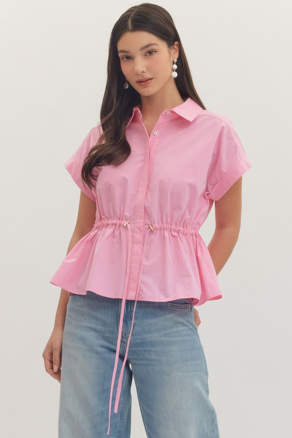 Cap Slv Drawstring Waist