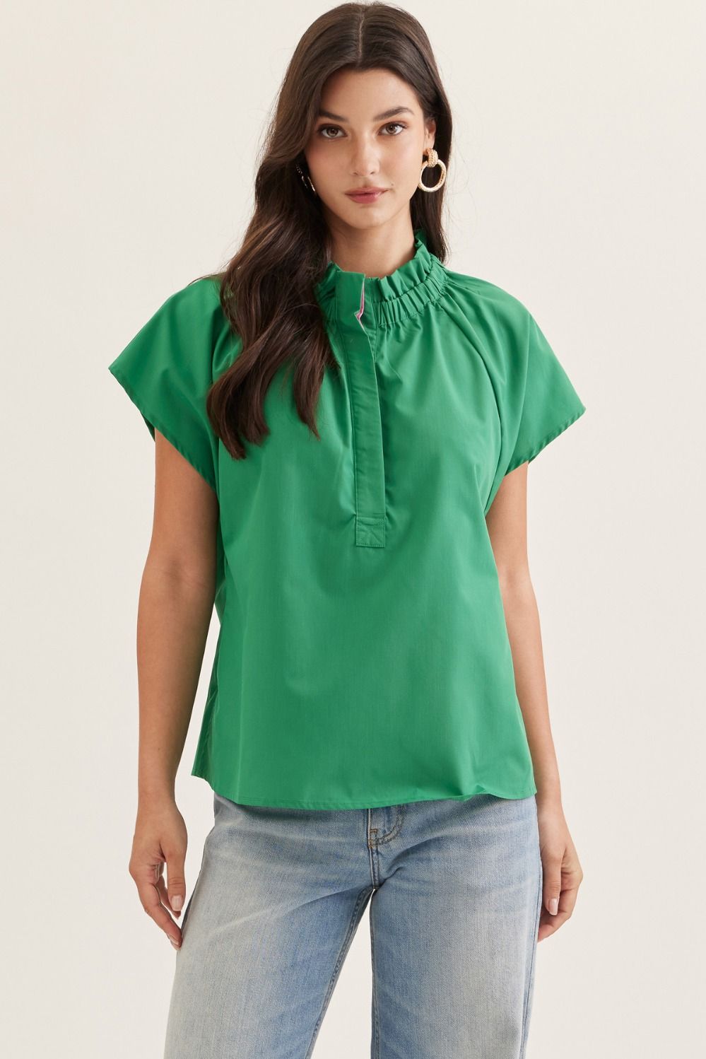 Ruffle Mock Neck Top