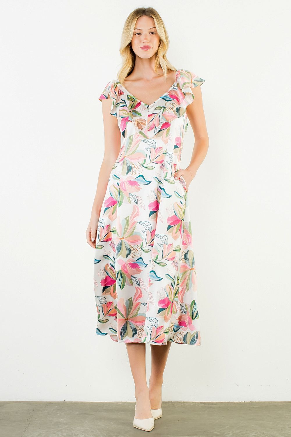 Strap Ruffle Floral Dress
