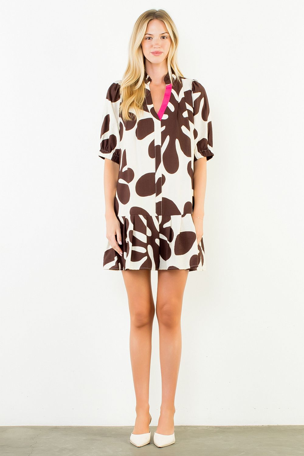 Geometric Brown/Cream Dress