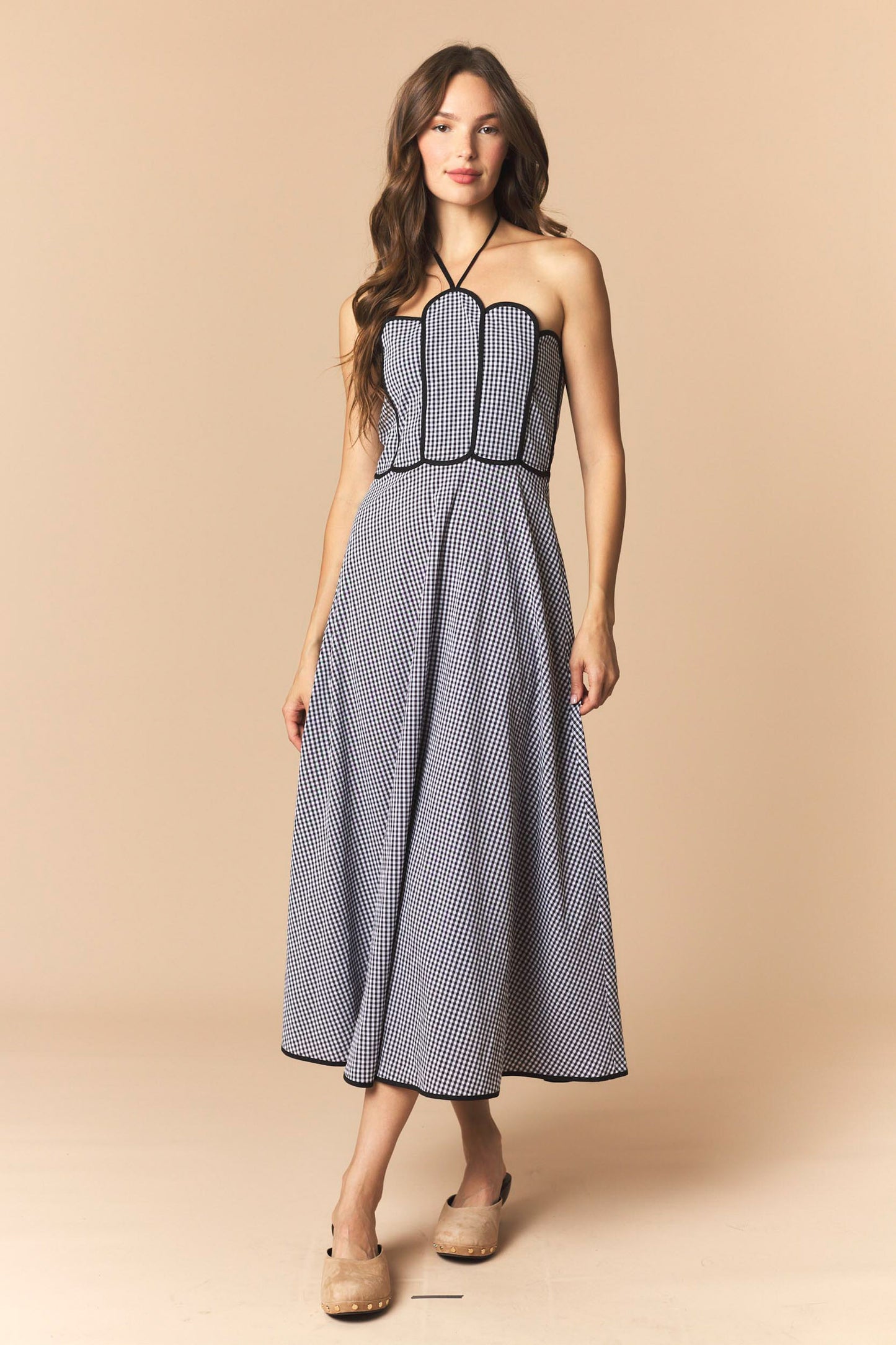 Shell Black Gingham Dress