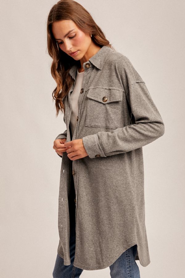 Brushed Knit Long Shacket