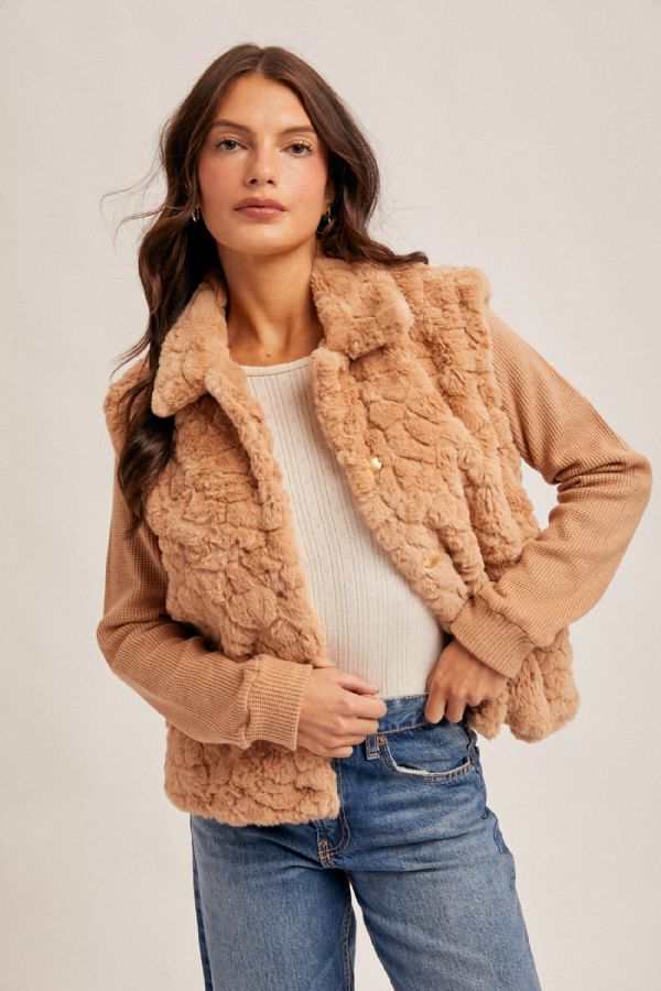 Knit Slv Fur Jacket