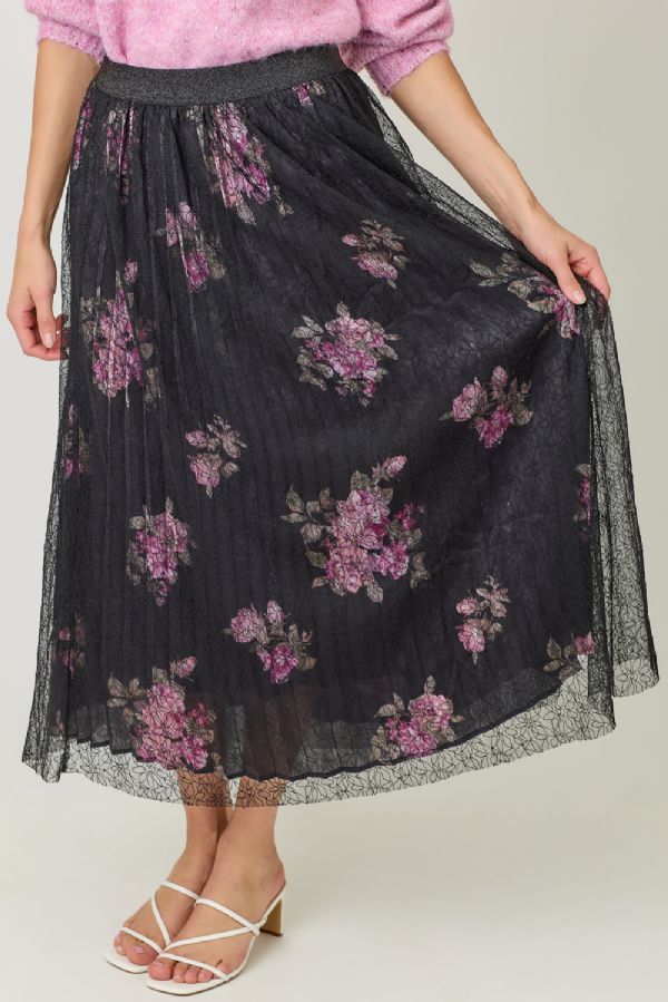 Print with Lace Skirt