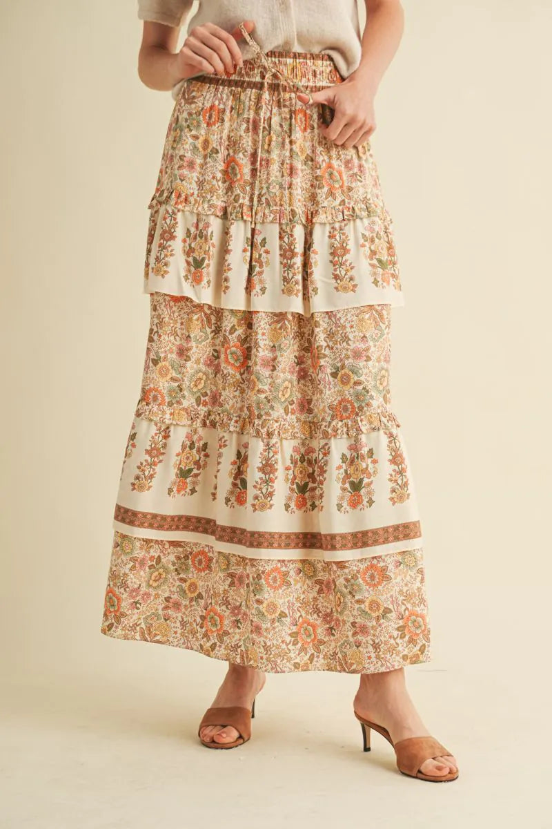 Cream Multi Floral Skirt