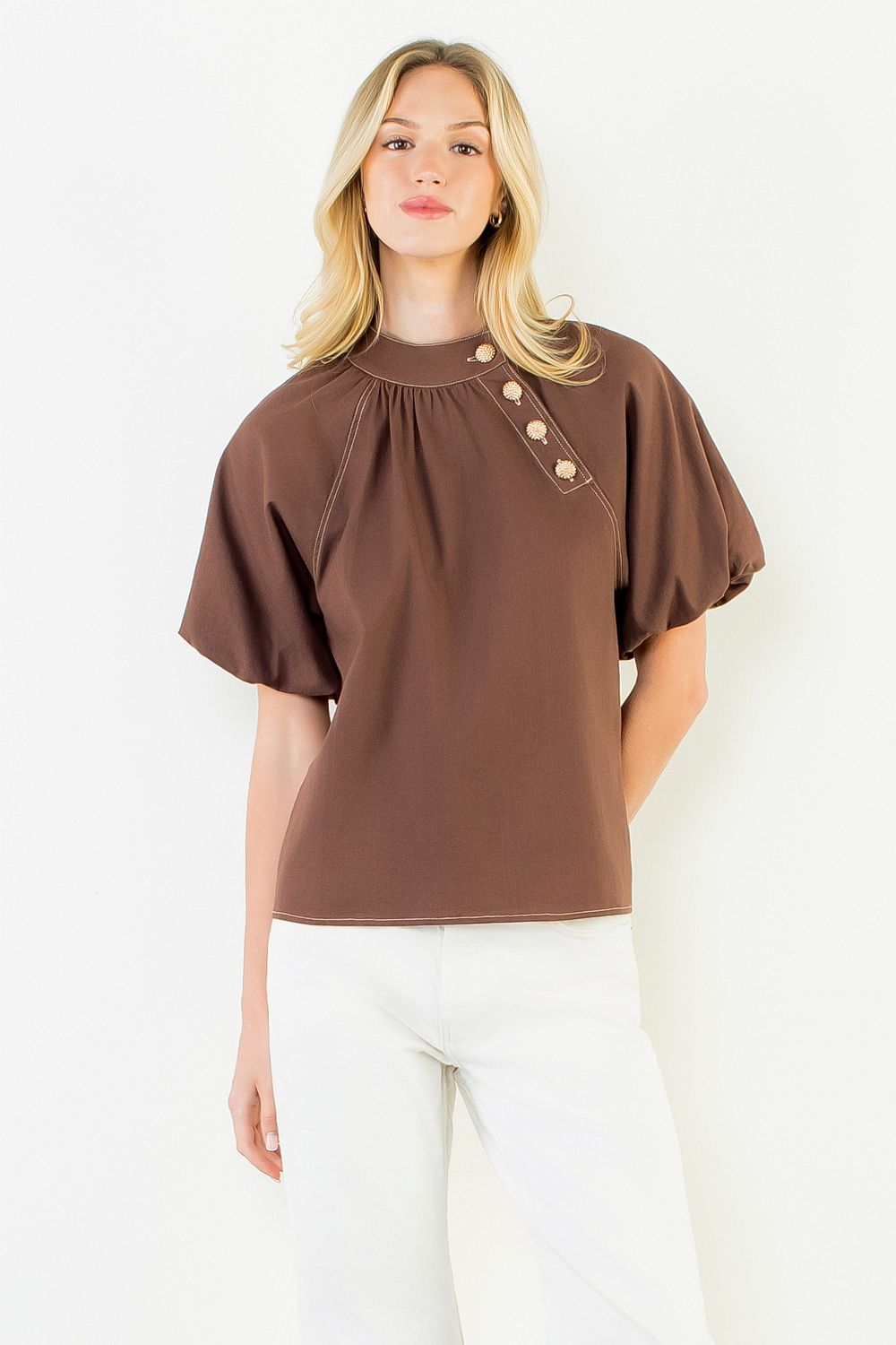Gold Toned Side Buttons Top