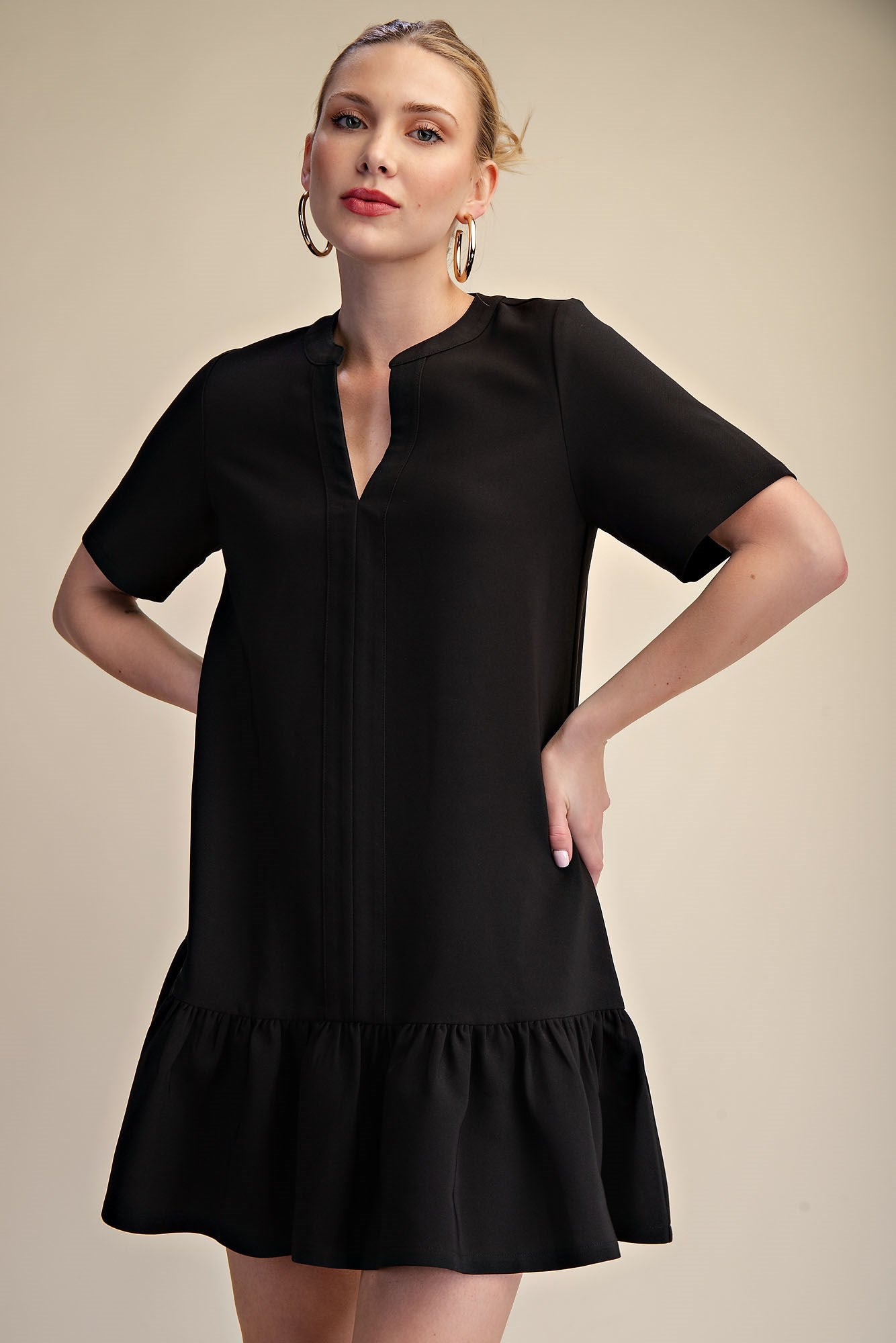 V-Neck Drop Waist Dress