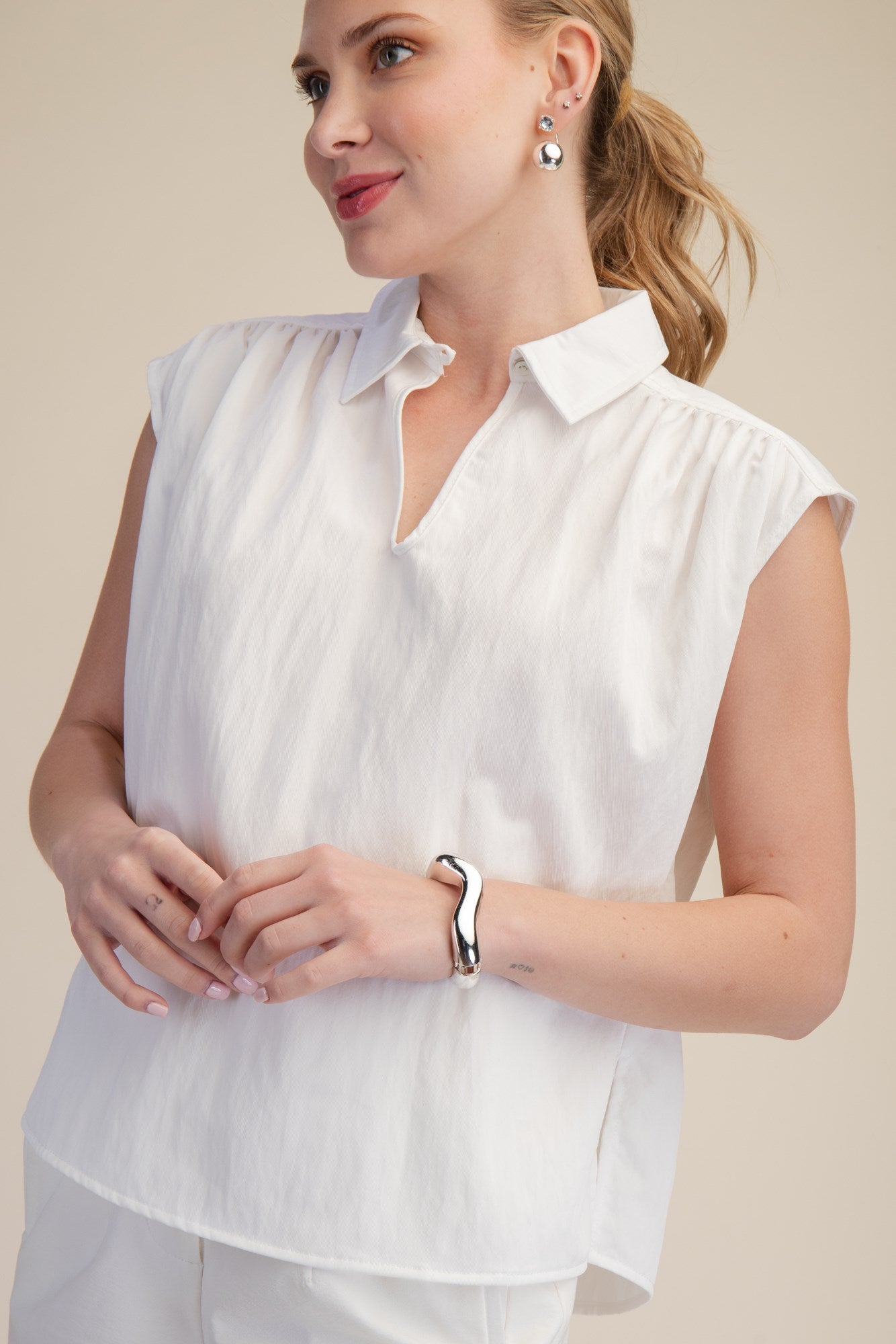 Keyhole Gathered Blouse
