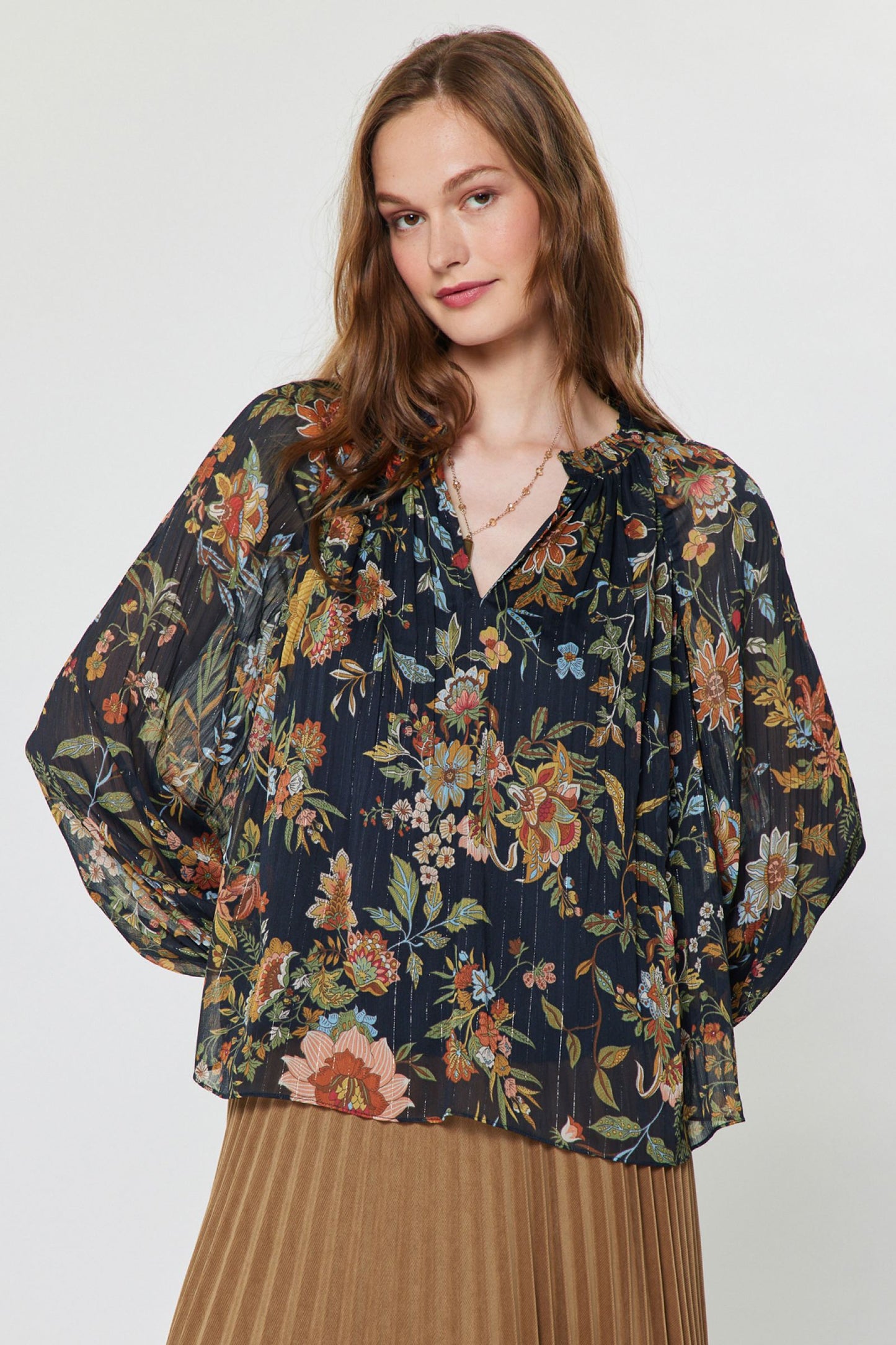 Botanical Floral Print Top