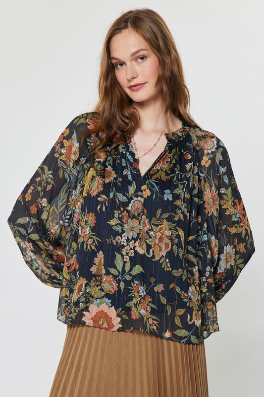 Botanical Floral Print Top