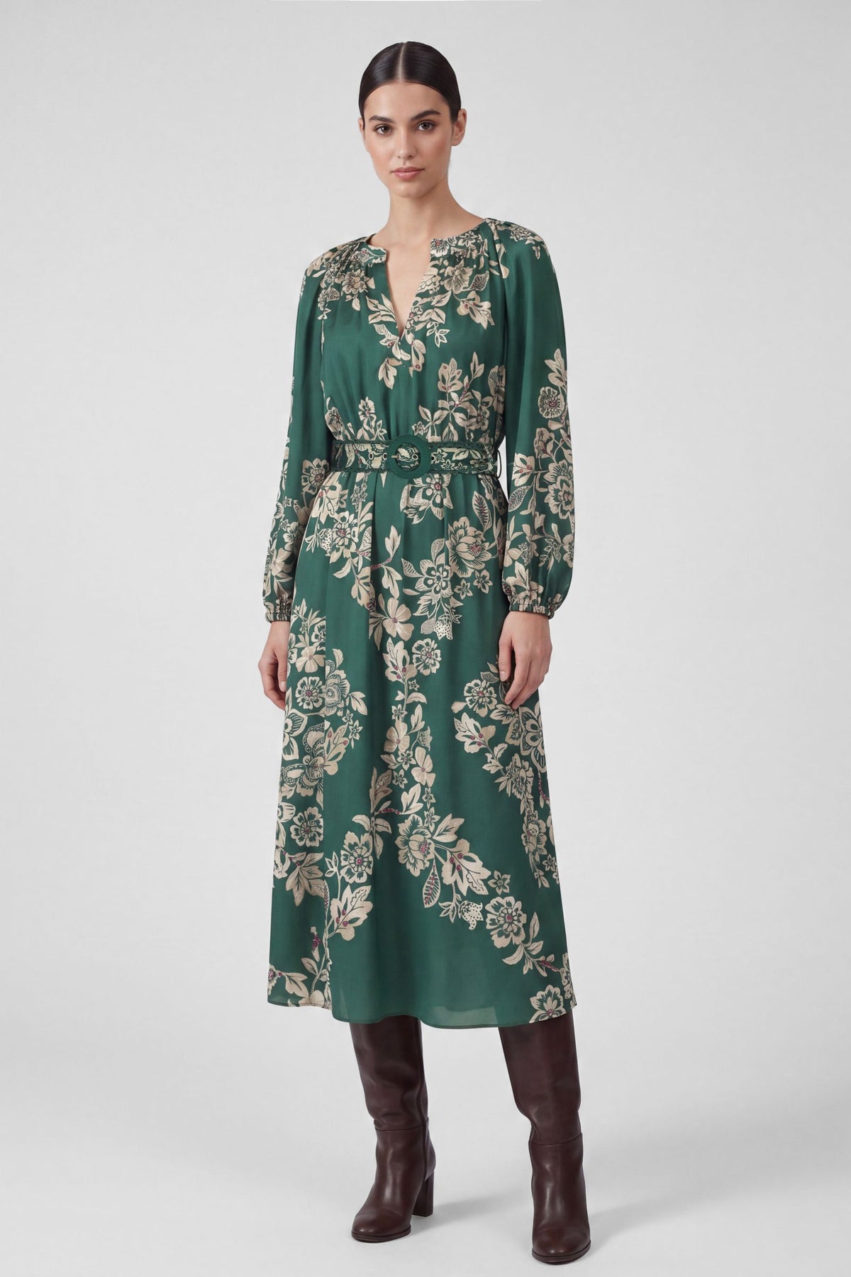 Printed Split Neck Dress